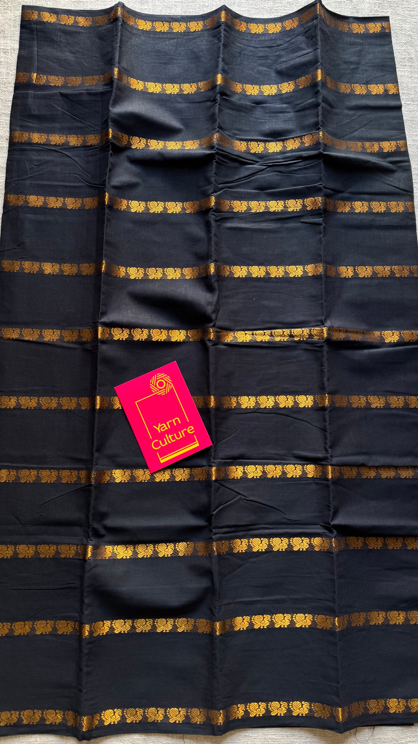 Black, peacock motif sungudi cotton - YCCOTNOCSC54