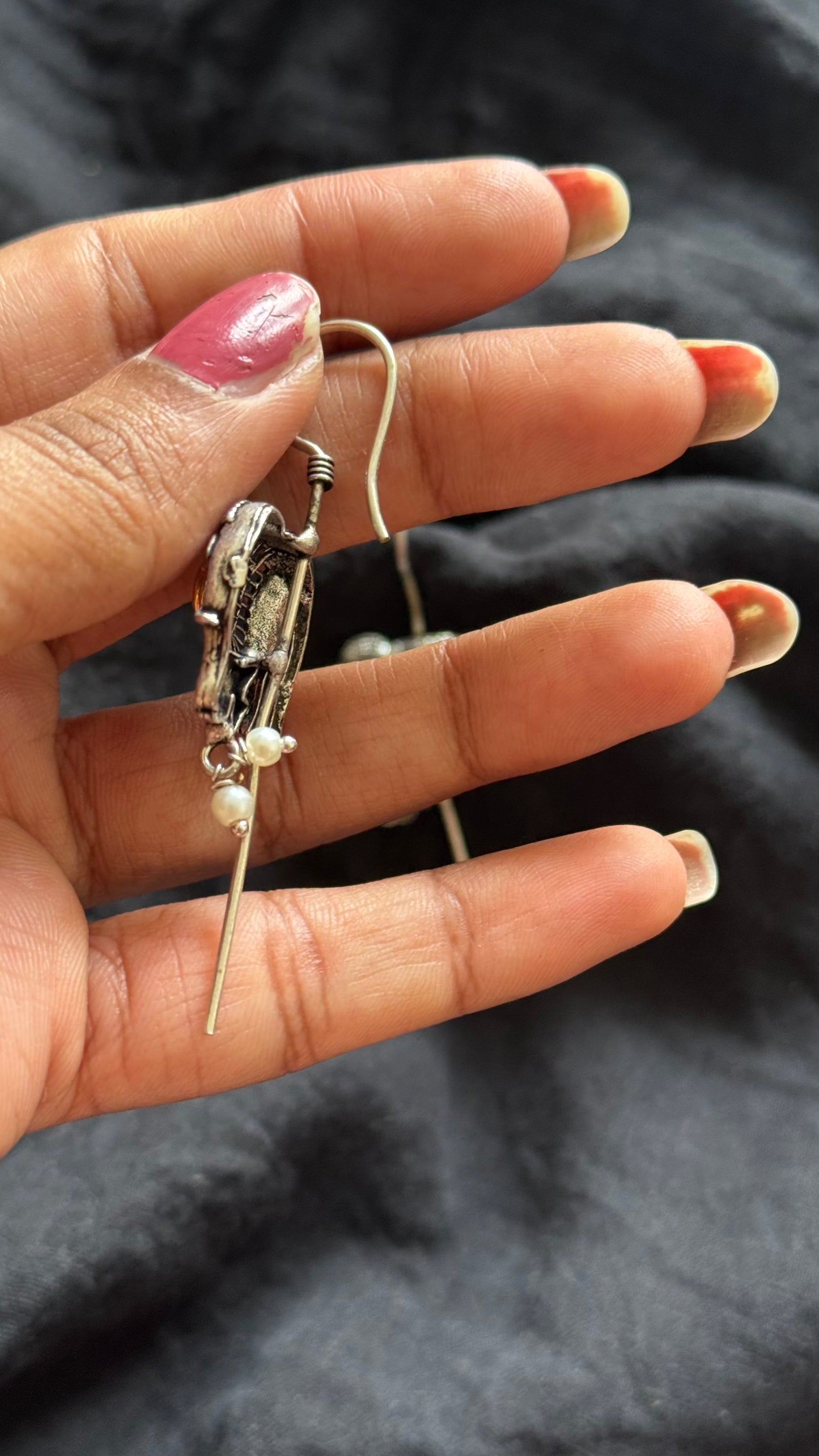 Oxidised silver, elephant earcuff, clip-on - YCOSEC703