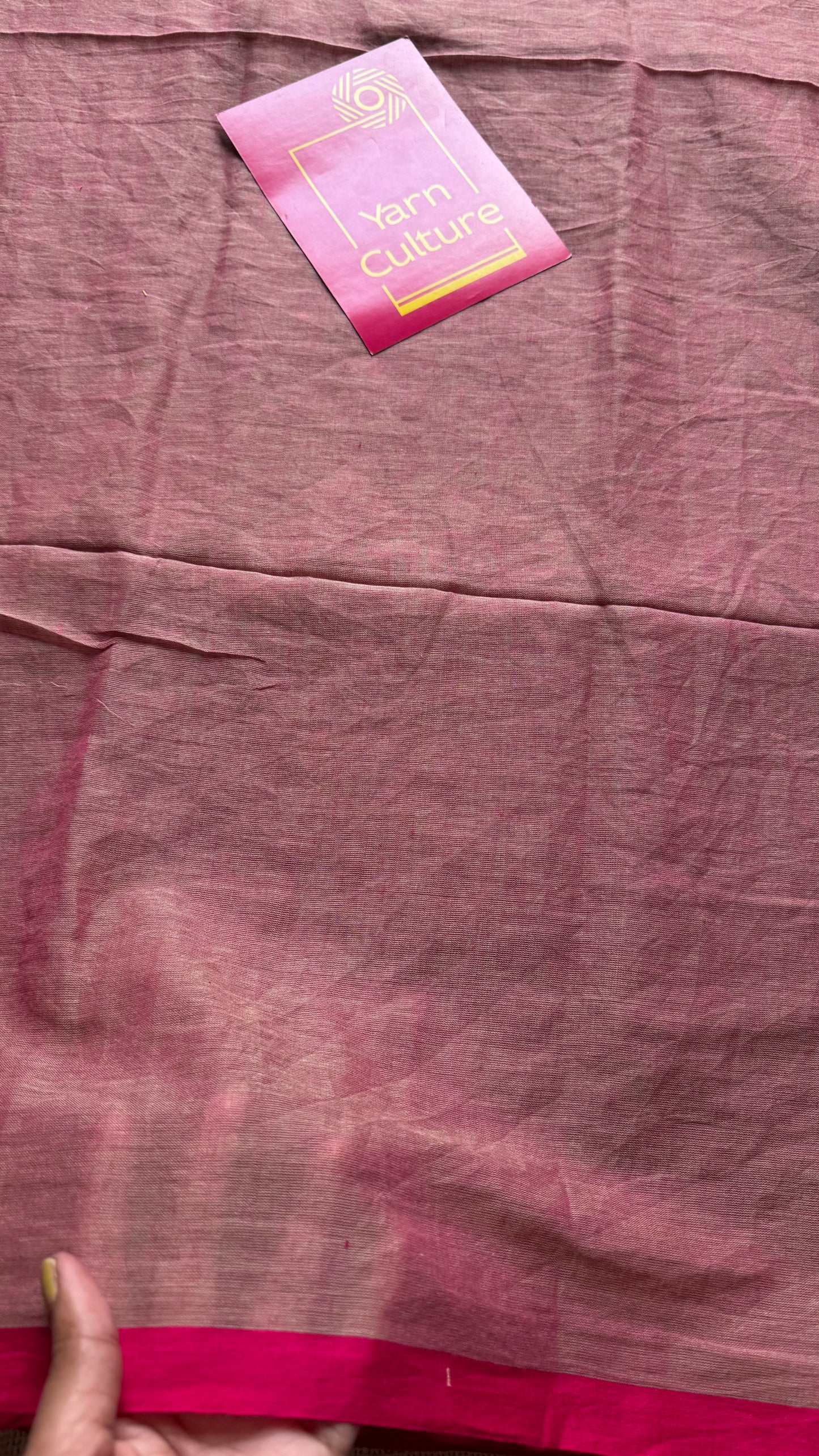 Mauve with pinkish red border mul cotton saree - YCBCMCFE229