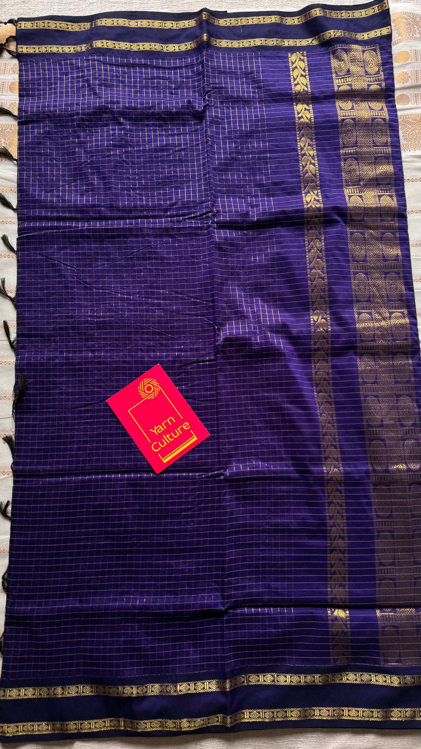 Purple, arani zari checks saree, cotton silk - YCCOTNAUG13