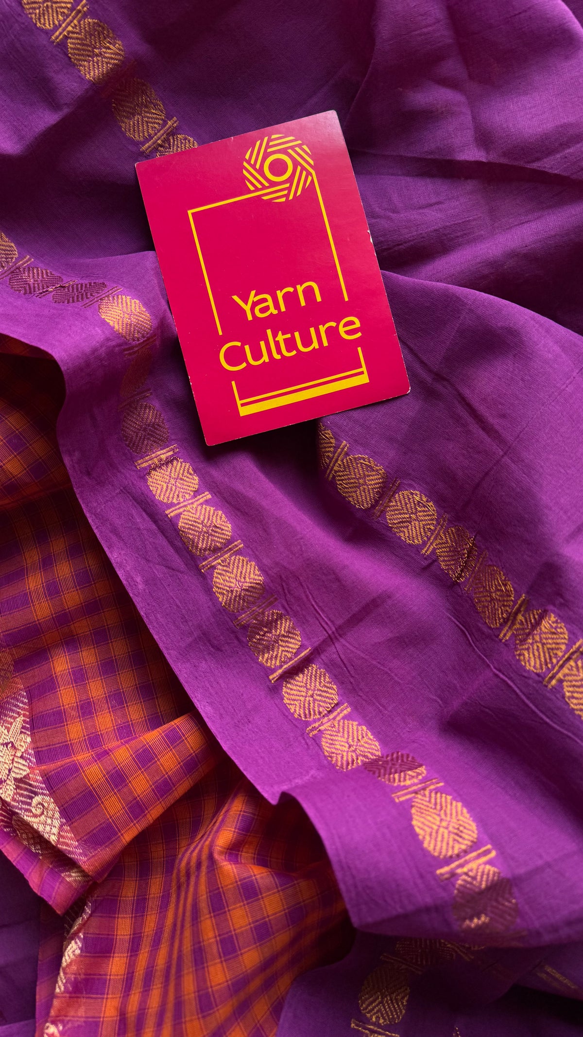 Purple with orange and magenta, sungudi and chettinad cotton half-half saree - YCCOTNIDOC37
