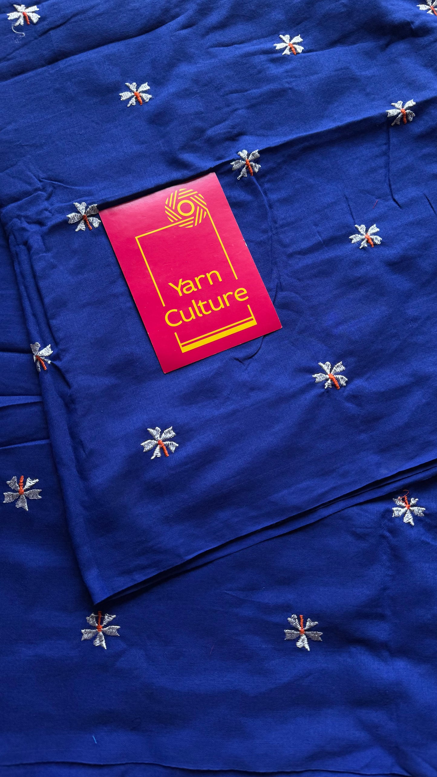 Royal blue parijat soft cotton saree  - YCBCKCAP40