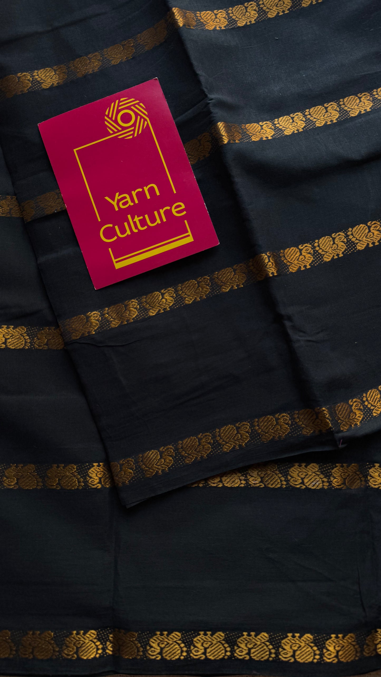 Black with multi peacock motif lines, kattuchayam dyed sungudi cotton - YCCOTNMSFE260