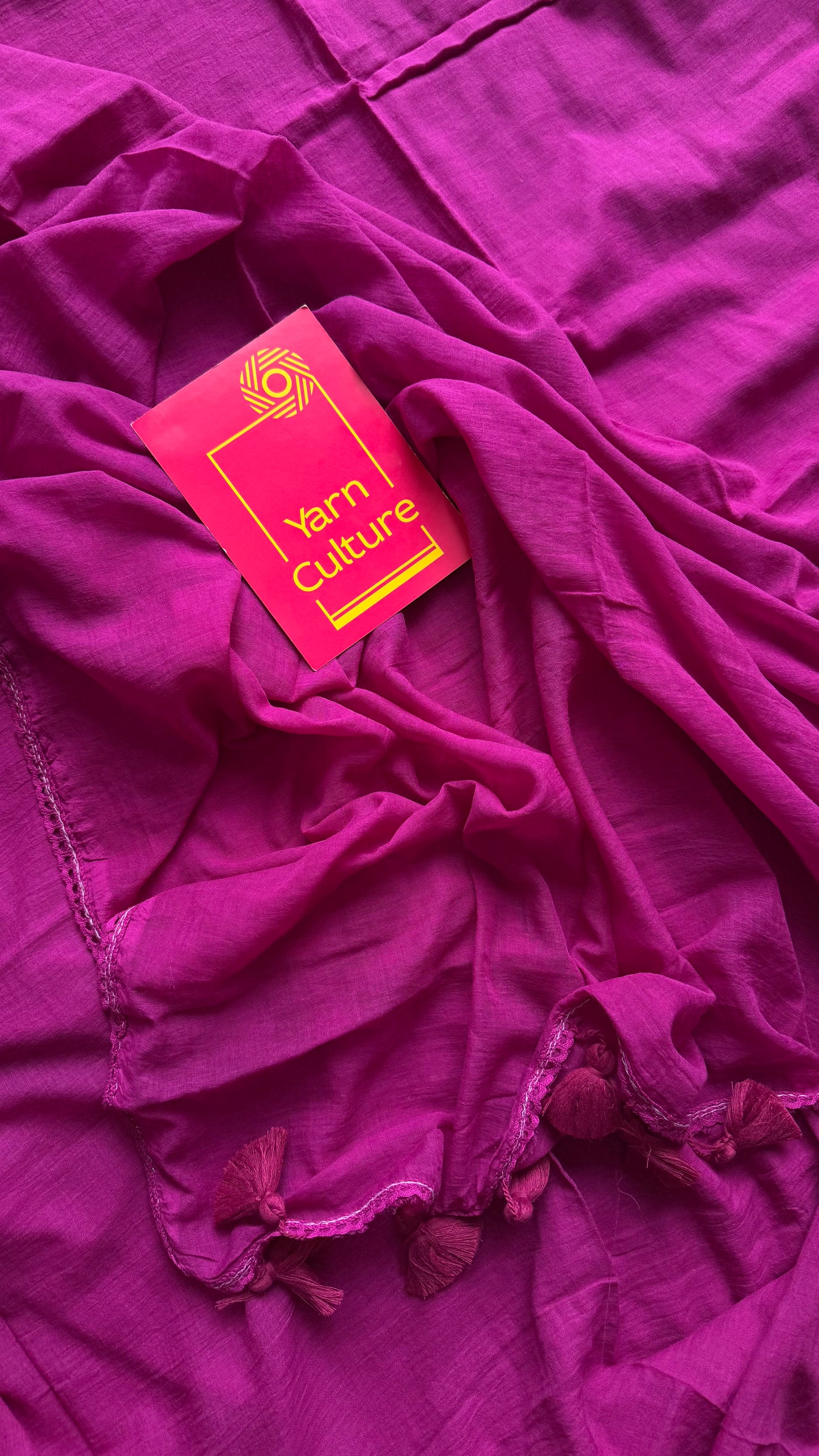 Purple pink plain mul saree with lace border - YCBCMCFE404