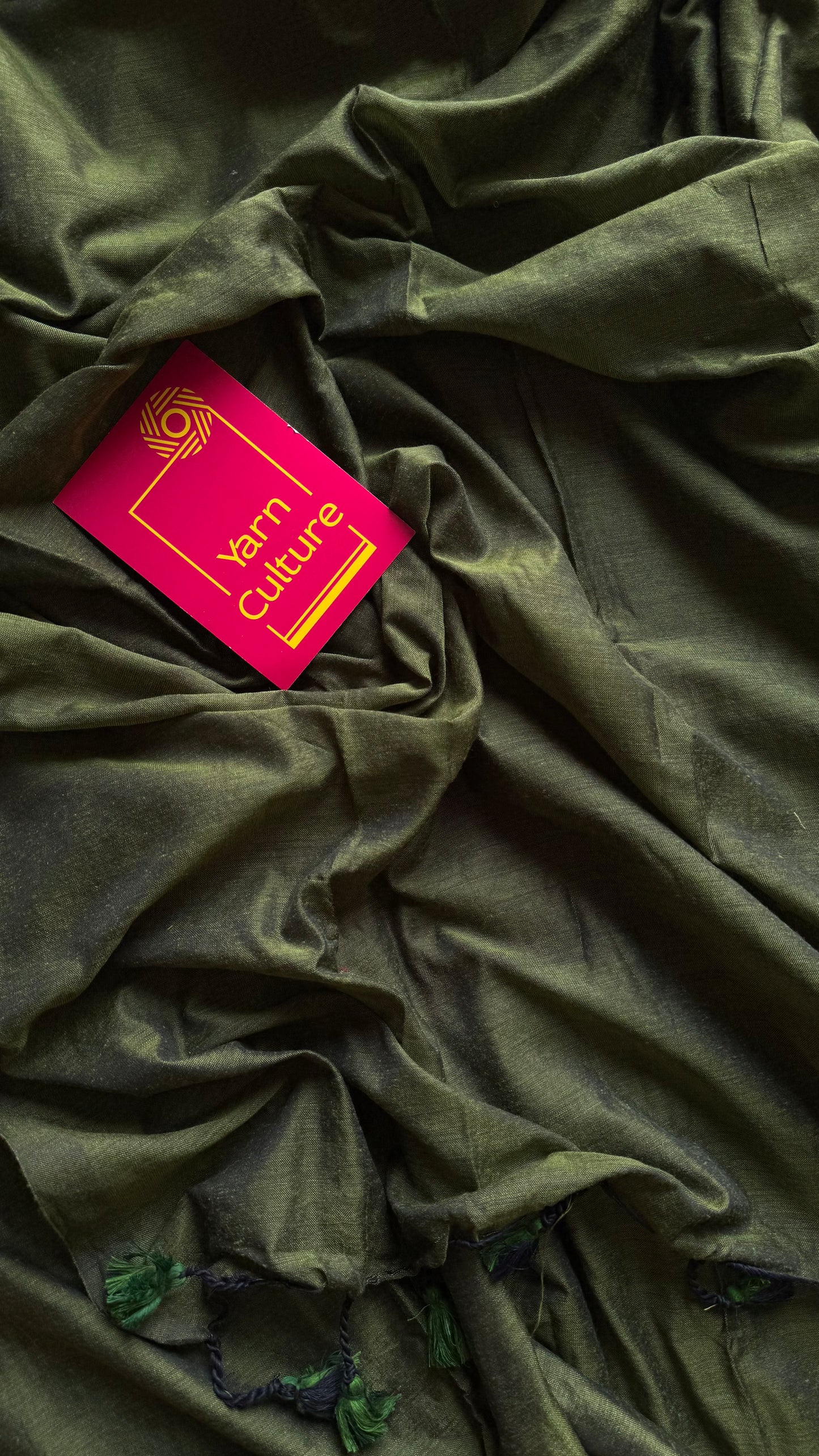 Olive green soft cotton saree  - YCBCKCAP18