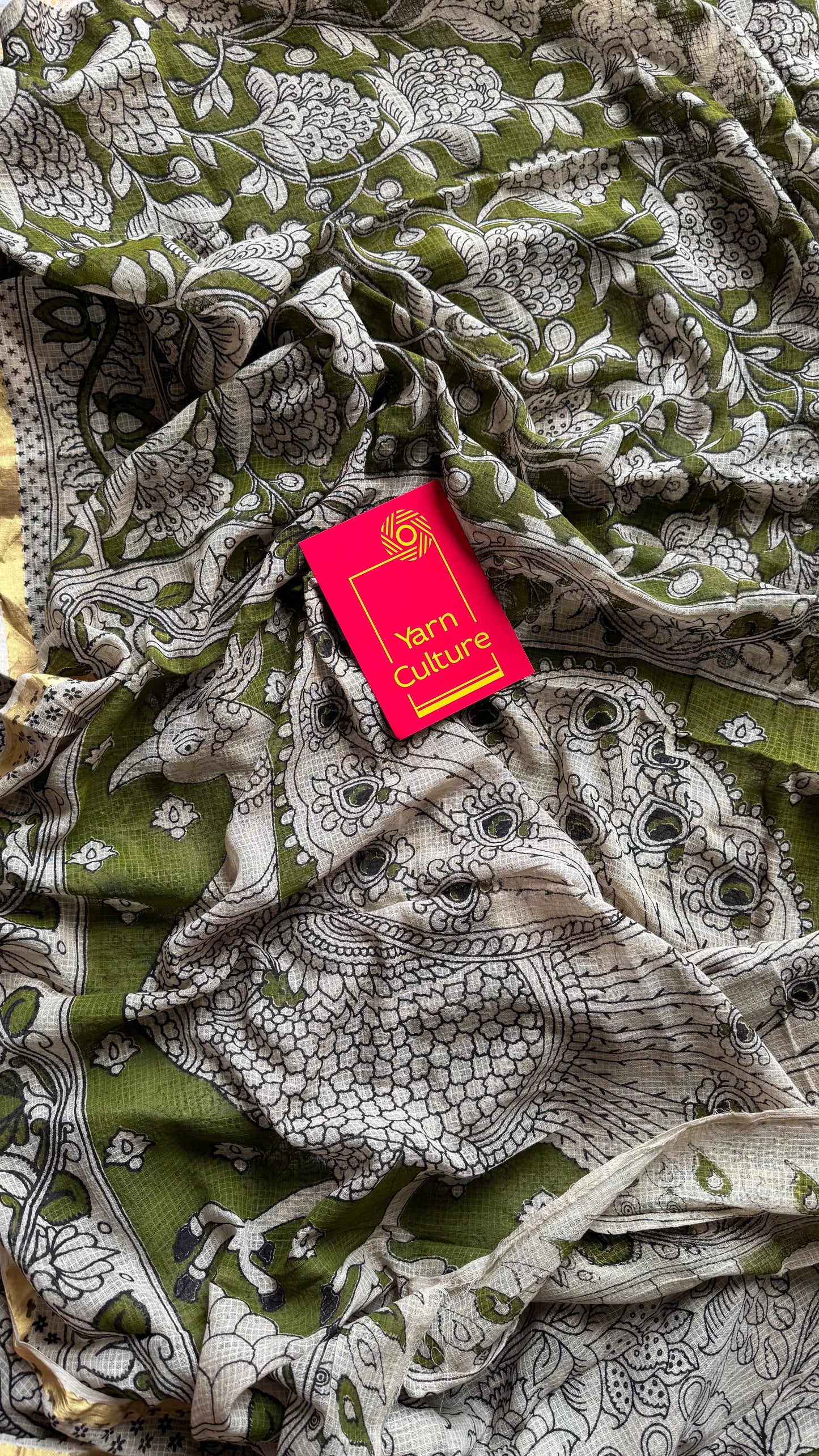 Light green floral kalamkari saree in kota - YCWOTDMA358