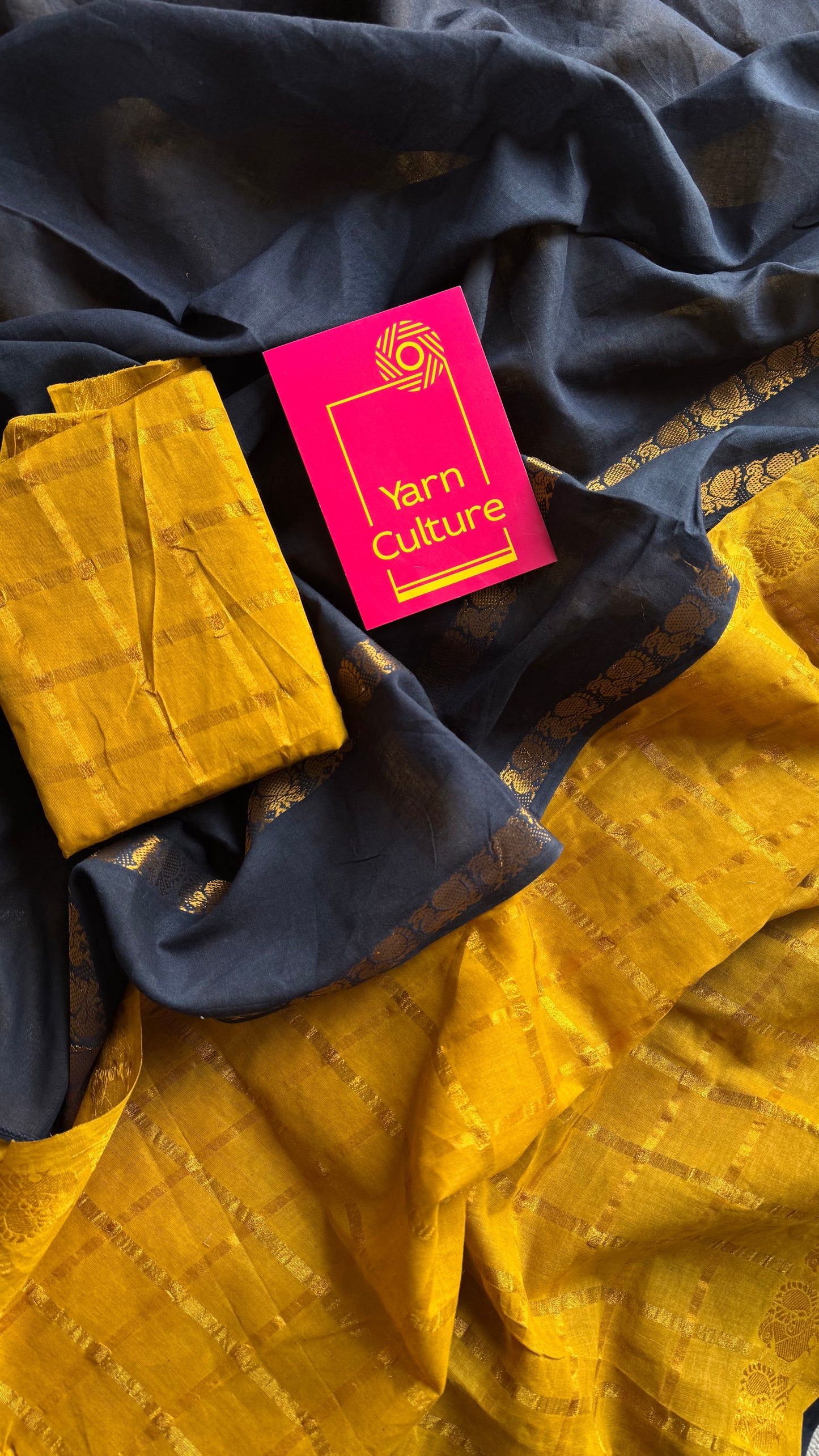 Karumani (கருமணி) : black with ginger yellow, sungudi cotton - YCENOID05