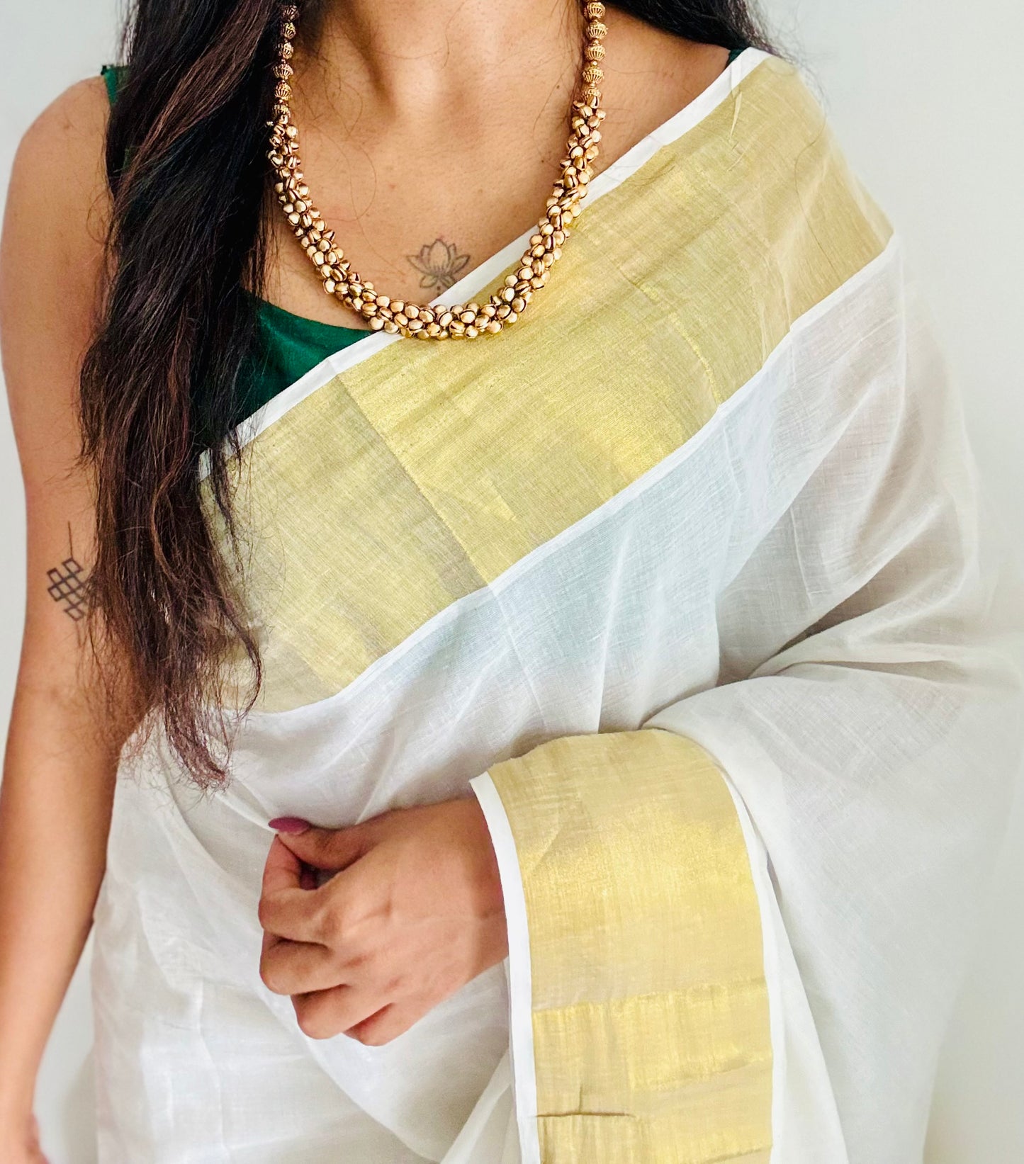 Long ghungroo beaded neckpiece, with earrings - YCOSGNP721