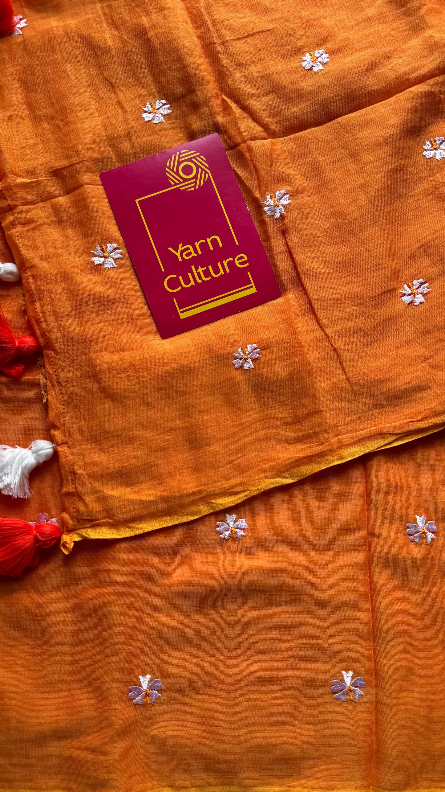 Orange parijat soft mul cotton saree  - YCBCMCAP28