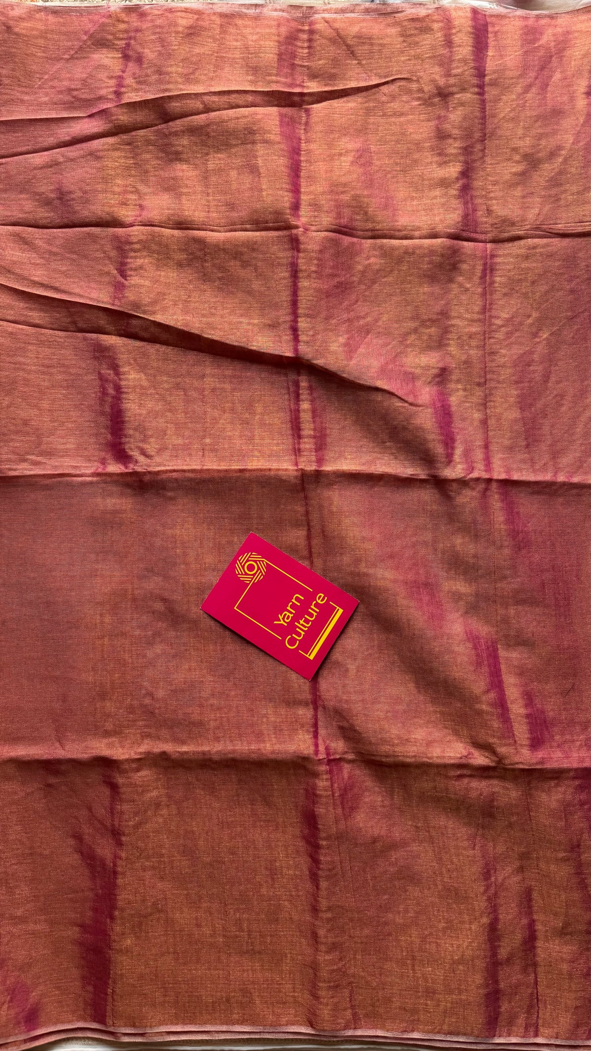 Rani pink with gold, dual tone metallic tissue linen saree - YCBCLTOC55