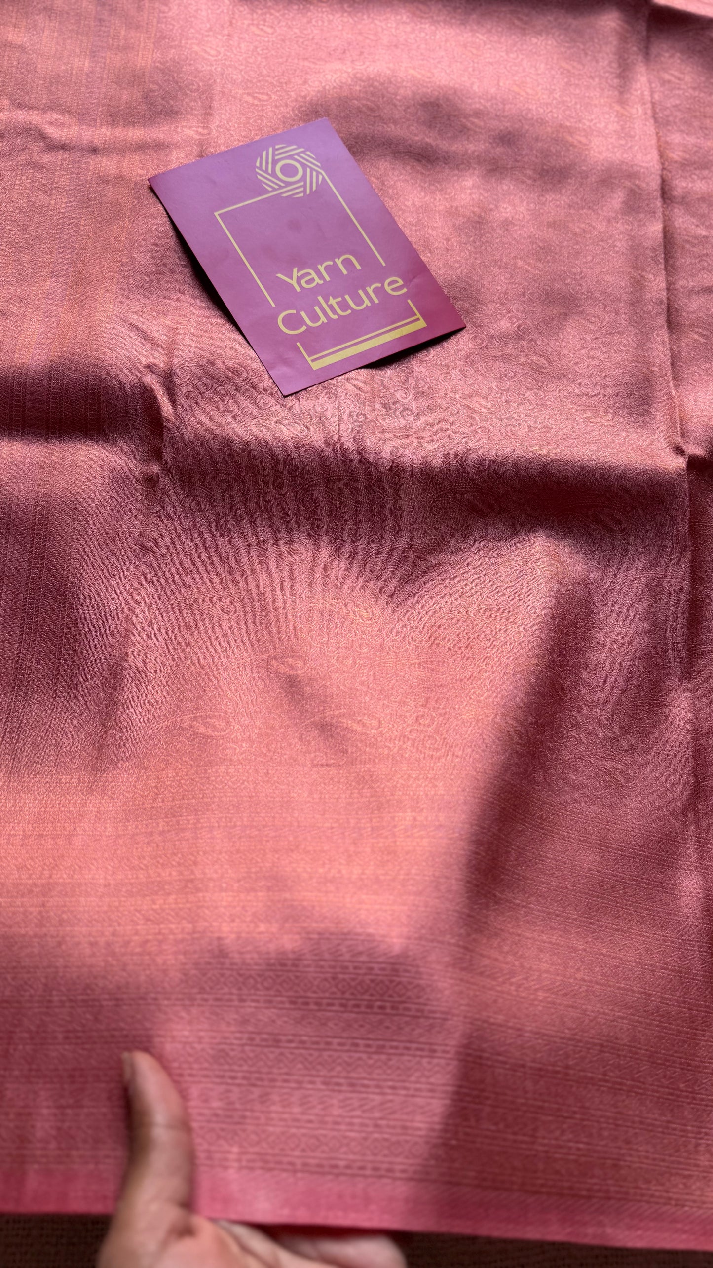 Peach, antique gold zari, semi -silk - YCDOSOCSS02