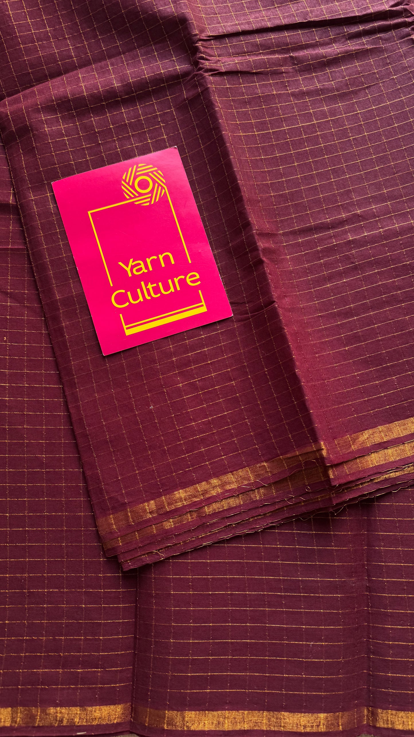 Maroon mini kattam kattuchayam dyed madurai cotton saree - YCCOTNMSFE107
