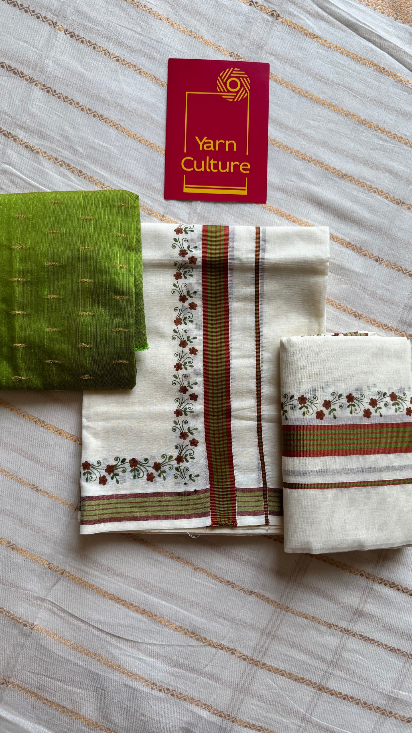 Set mund, rust orange and green flowers - YCIEON109