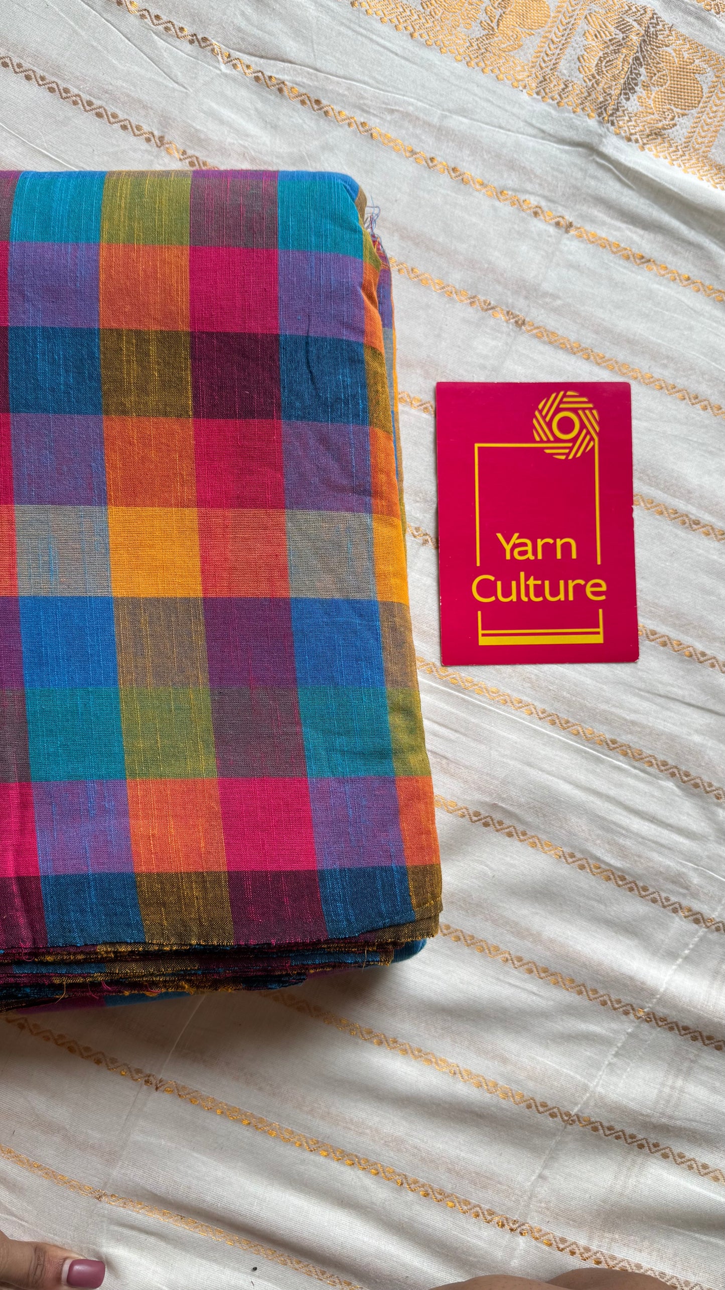 Multicoloured Madras Checks in Pure Cotton Fabric - YCSEFB04
