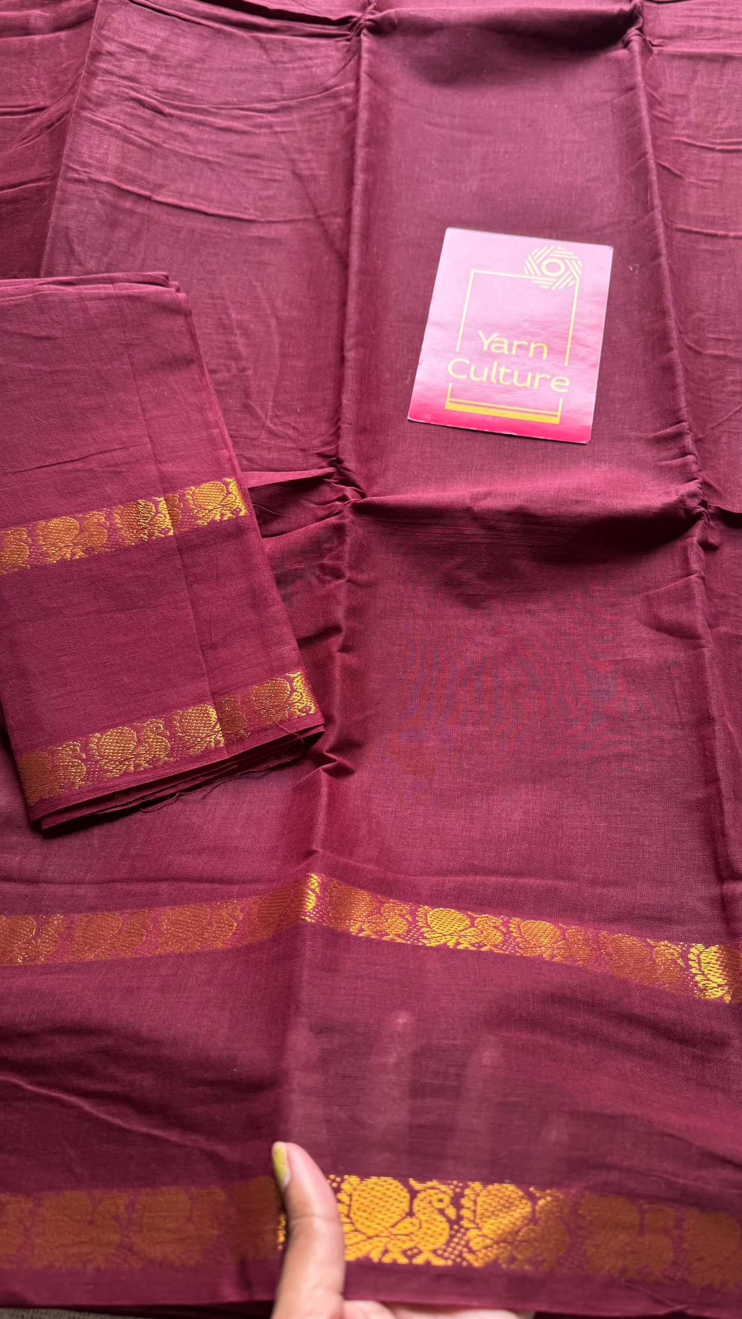 Maroon rettaipettu peacock double border - madurai kattuchayam - YCCOTNSEMS39