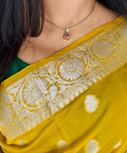 Ruby stone attigai with earrings - YCGPNP460