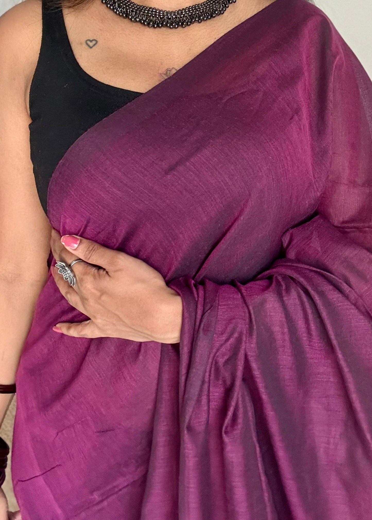 Wine soft cotton saree  - YCBCKCAP20