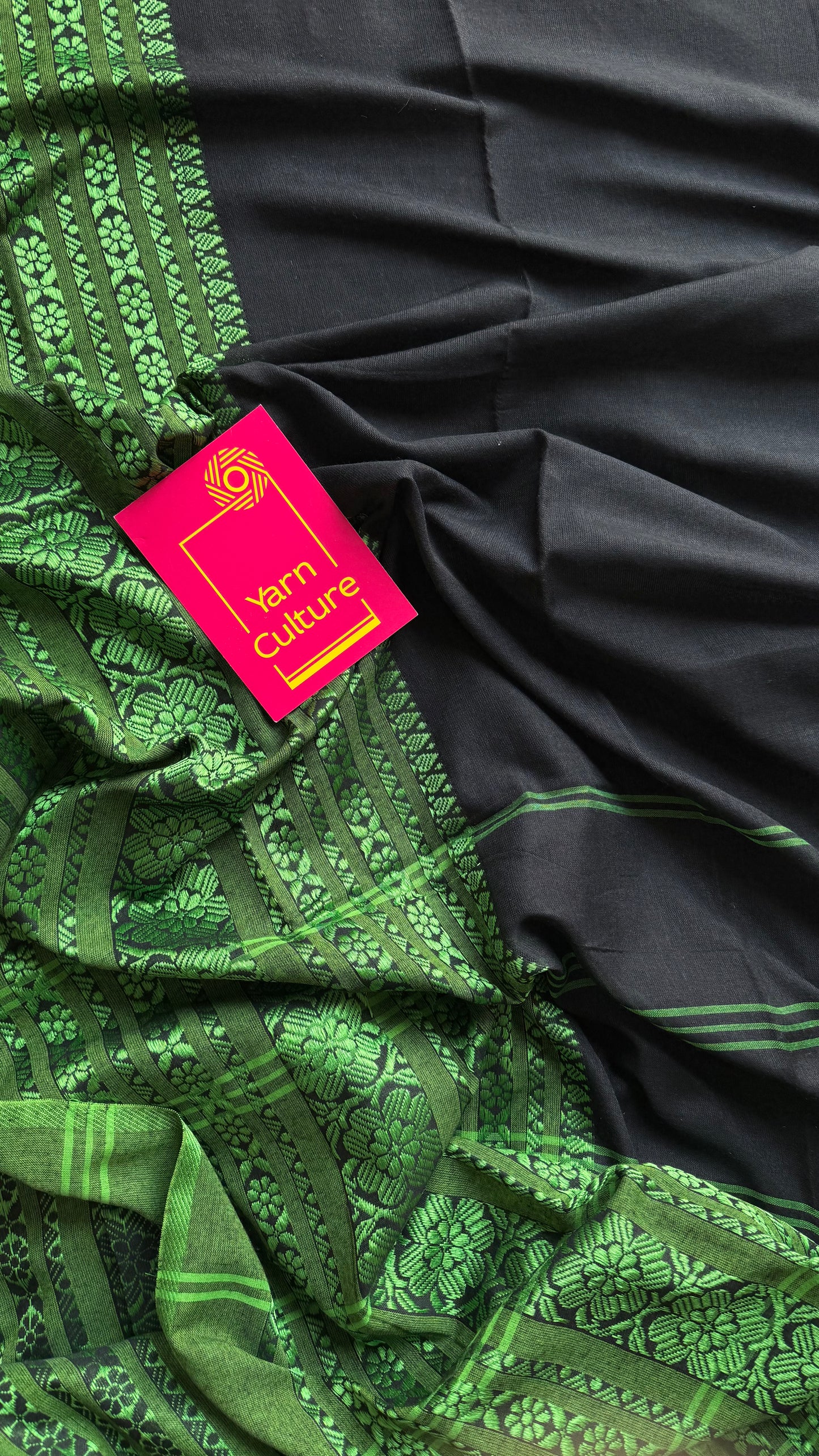 Black with green threadwork, begampuri soft cotton - YCBCBPJA195