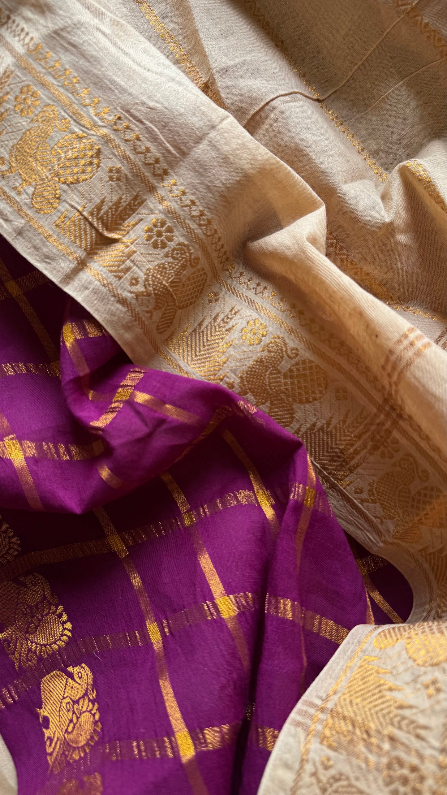 Cream with vadamalli, sungudi cotton half-half saree - YCCOTNIDMA284