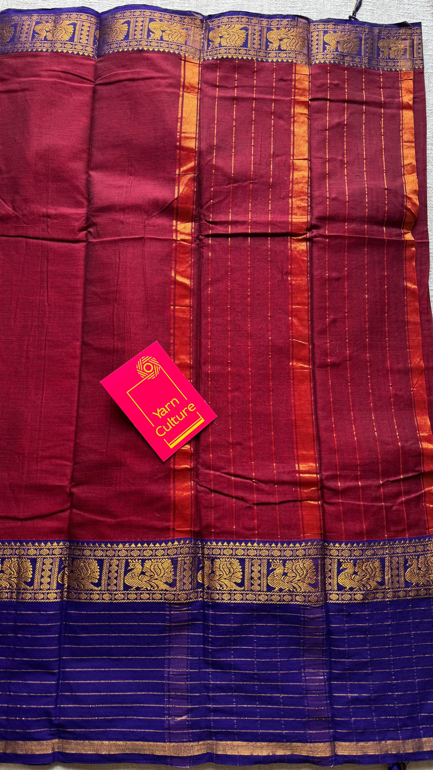 Maroon with violet border, premium narayanpet soft cotton - YCWOTDNPNO80