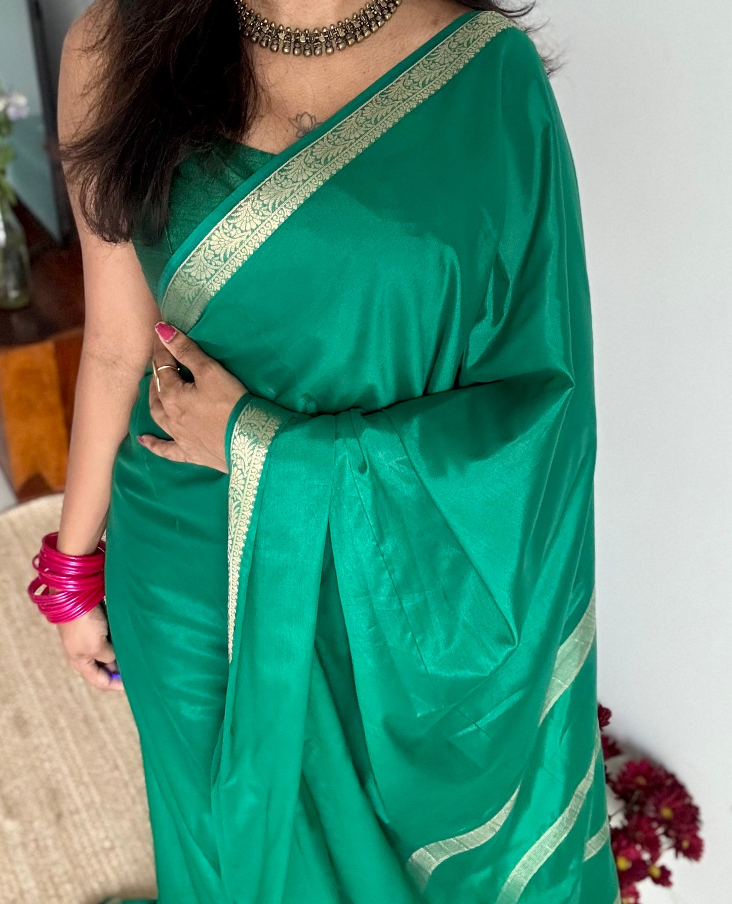 Jade green, Mysore semi-silk - YCDESE17