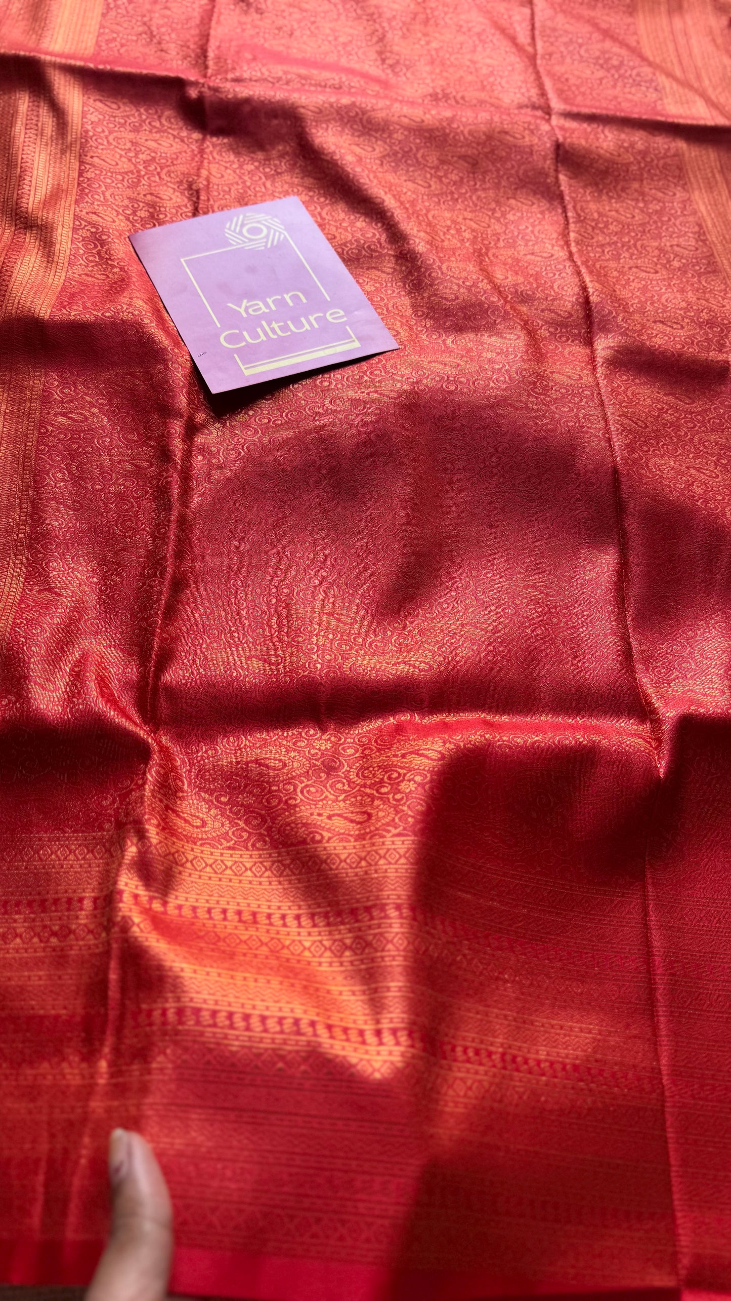 Red, antique gold zari, semi-silk - YCDOSOCSS06