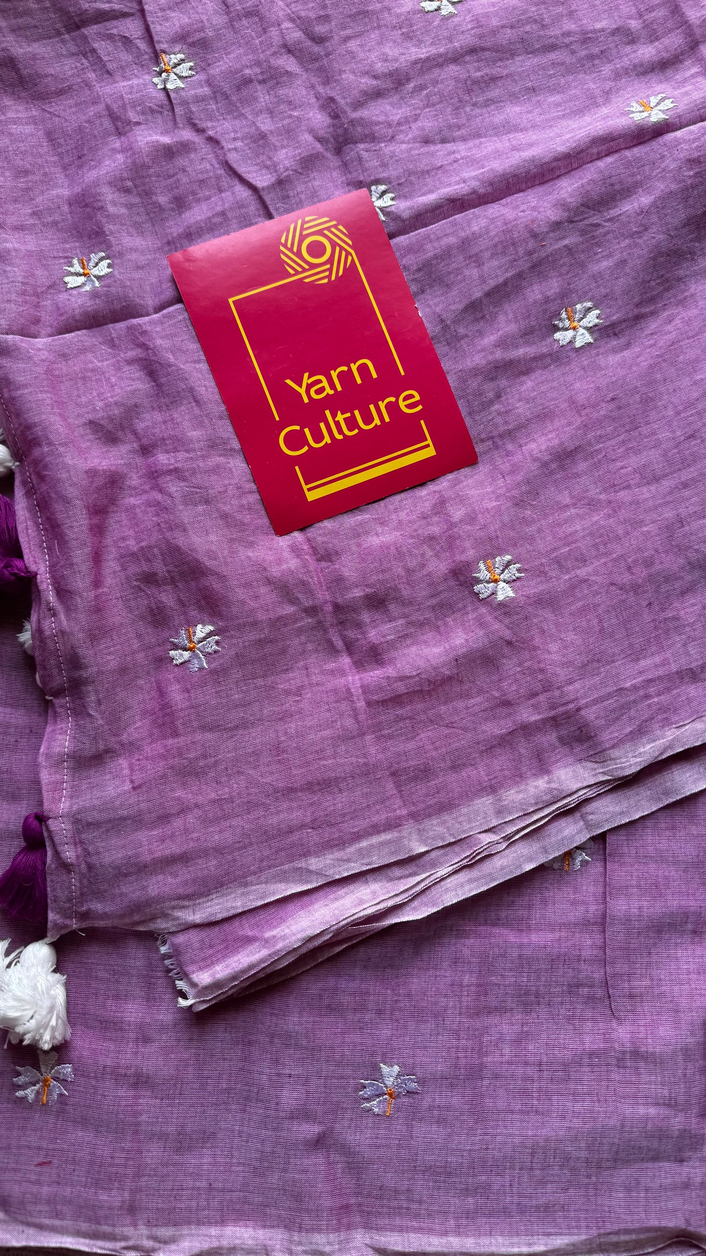 Mauve pink parijat mul cotton saree  - YCBCMCAP33