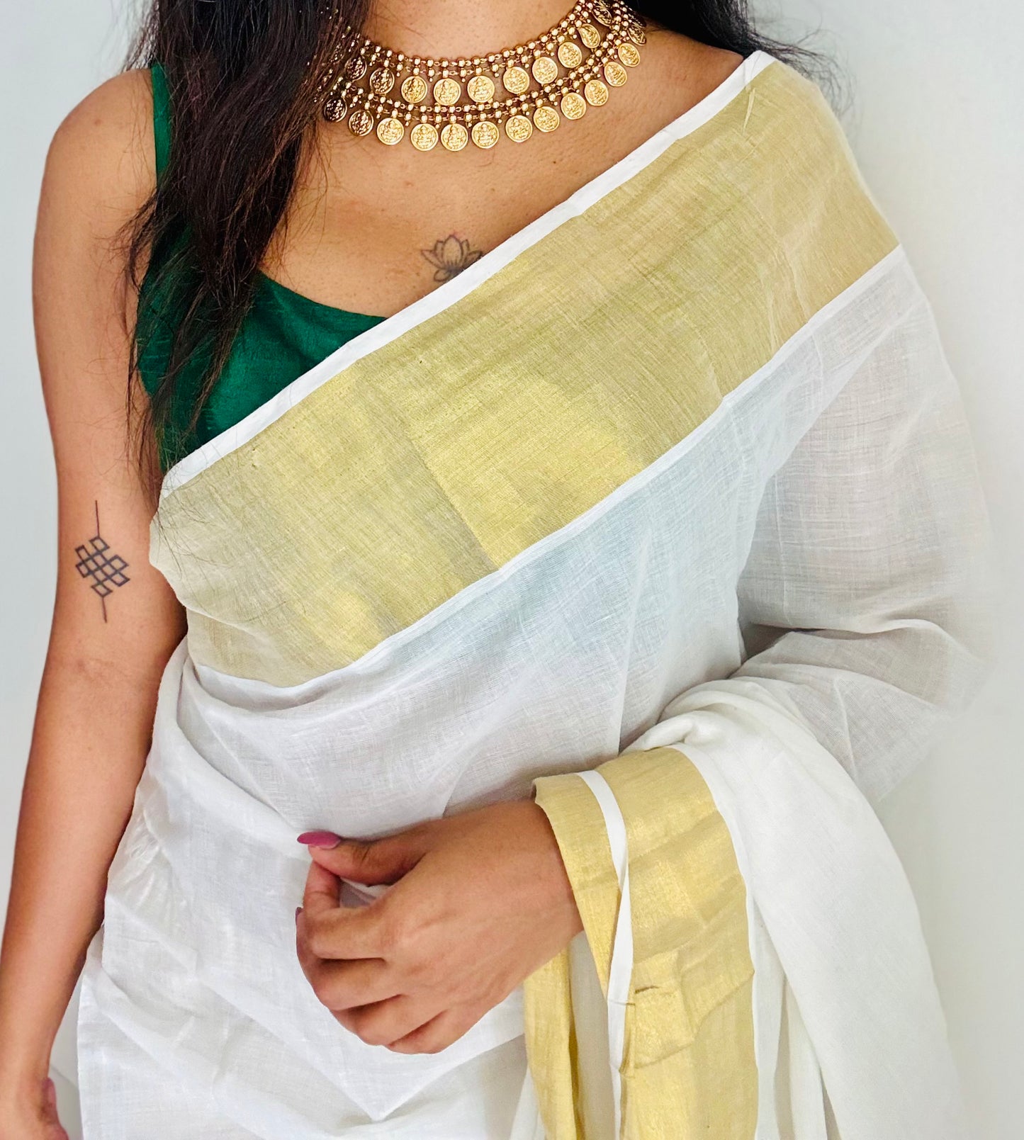 Double layered coin necklace (kaasumala) with earrings - YCGPNP738