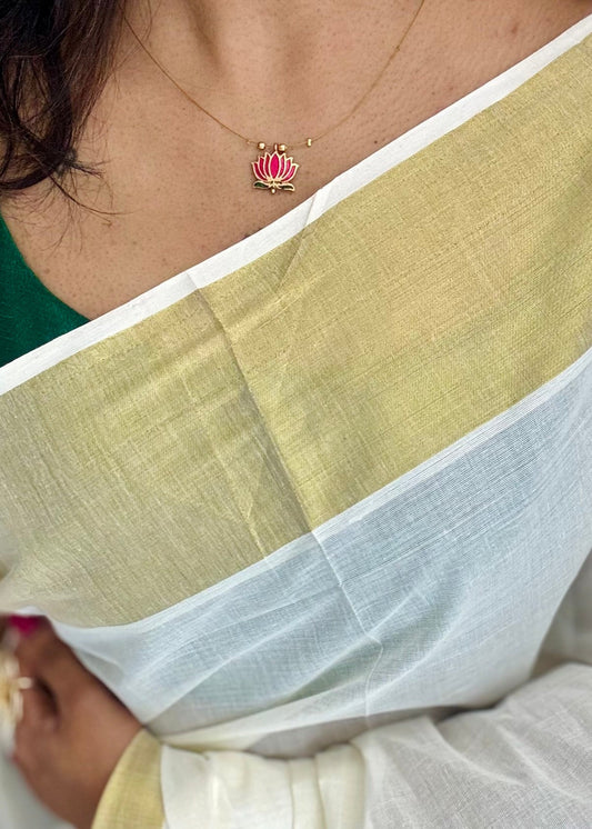 Single pink lotus pendant, invisible chain - YCAGC35