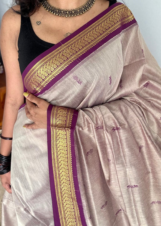 Grey with purple - cotton silk - YCCOTNSEKCS03