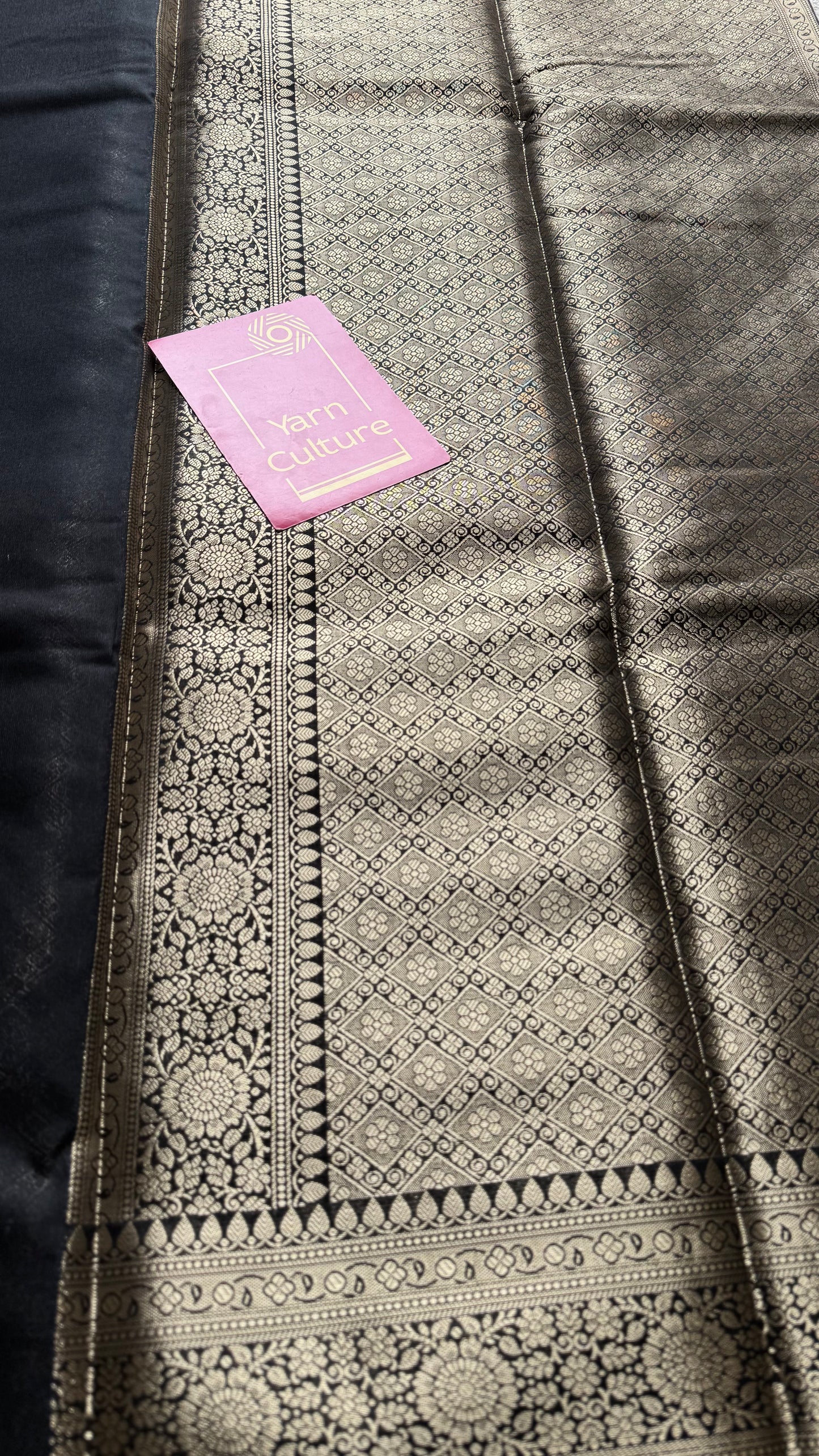 Black floral zari, Banarasi semi-georgette - YCDESE14