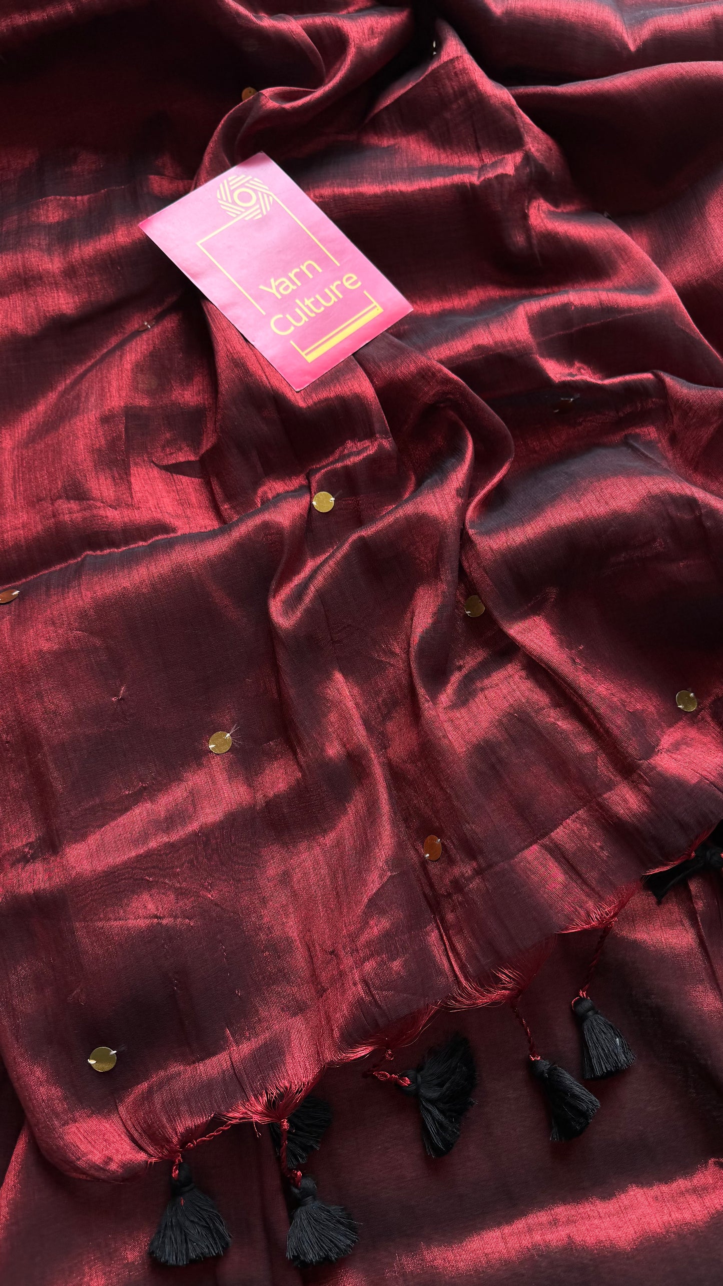 Maroon, gold sequins, soft mul tissue - YCBCFEMCM31
