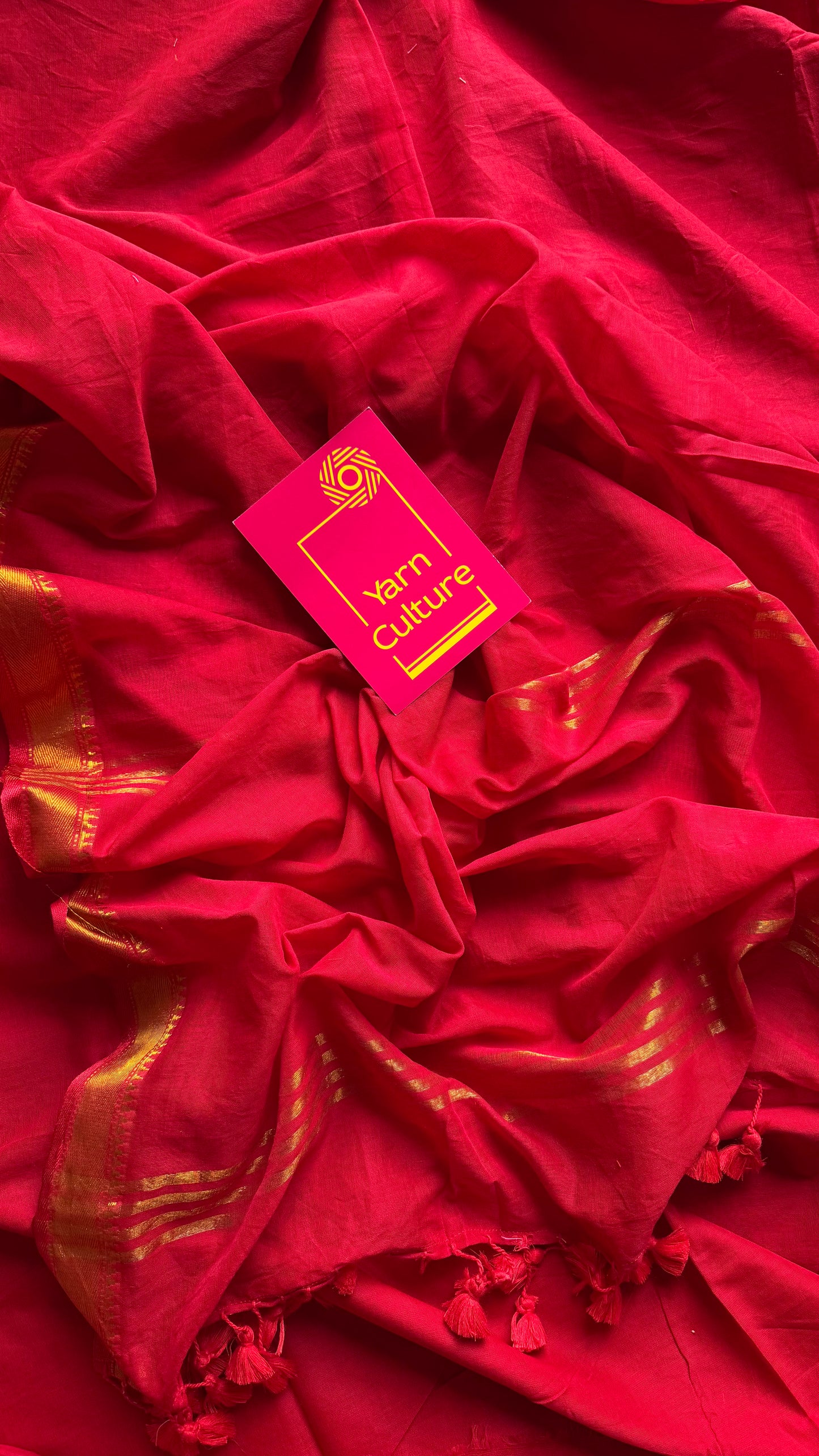 Chilli red soft cotton with maheswari gold zari border - YCBCMCFE216