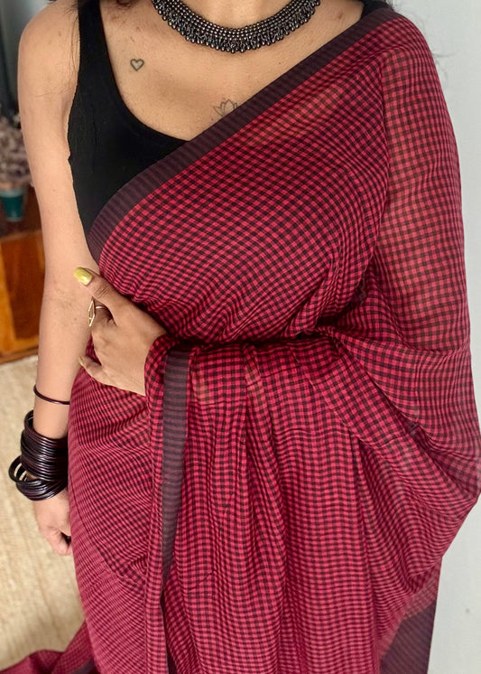 Maroon and black mul, micro checks - YCBCMCLSE20