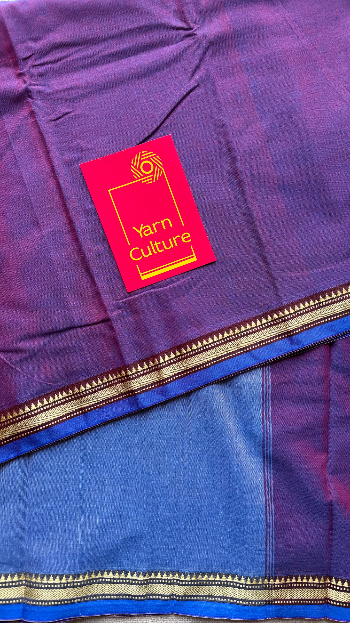 Purple pink with blue border narayanpet saree, soft cotton - YCWOTDNPFE28