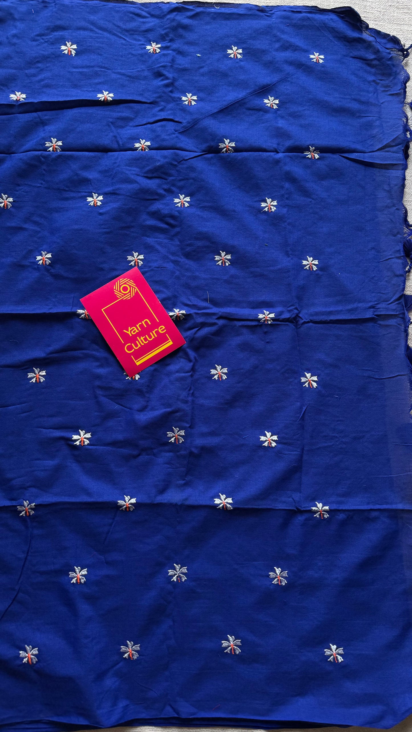 Royal blue parijat soft cotton saree  - YCBCKCAP40