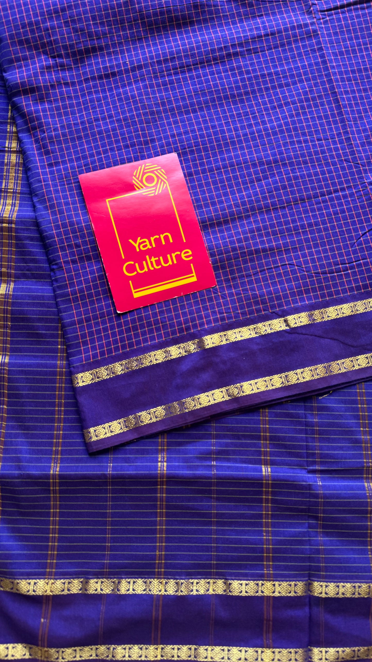 Double tone blue, arani checks, cotton silk - YCCOTNOCAR11
