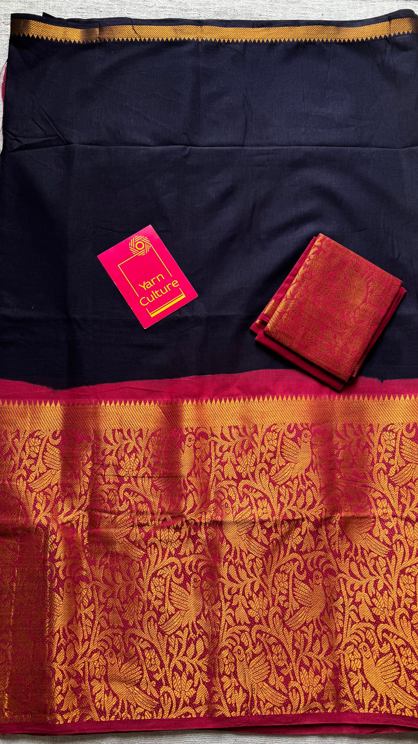 Black with red vanasringaram long border - madurai soft cotton - YCCOTNSEMS70