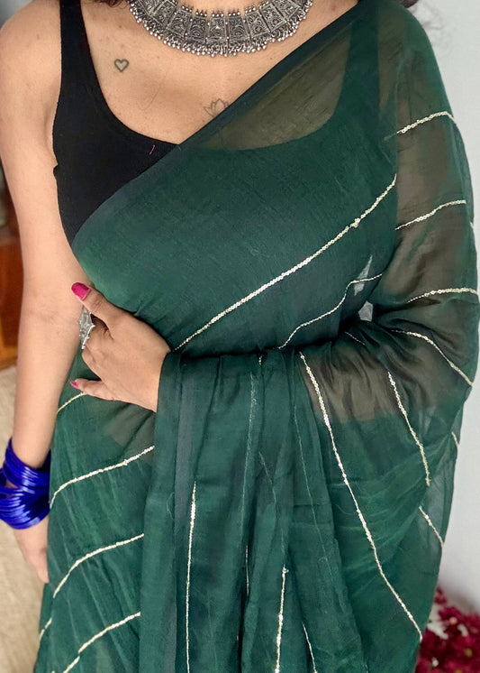 Dark green mul with silver sequins - YCBCMCLSE53