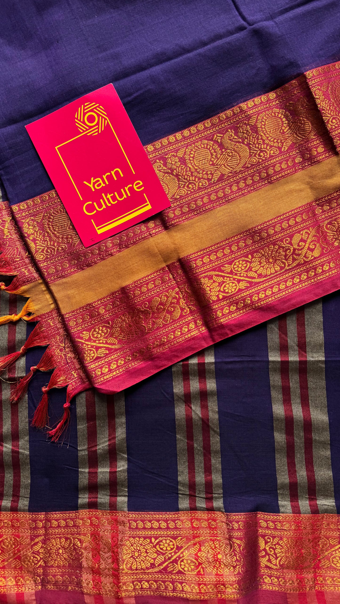 Purple with dark pink wide border, narayanpet soft cotton saree - YCWOTDAUG07