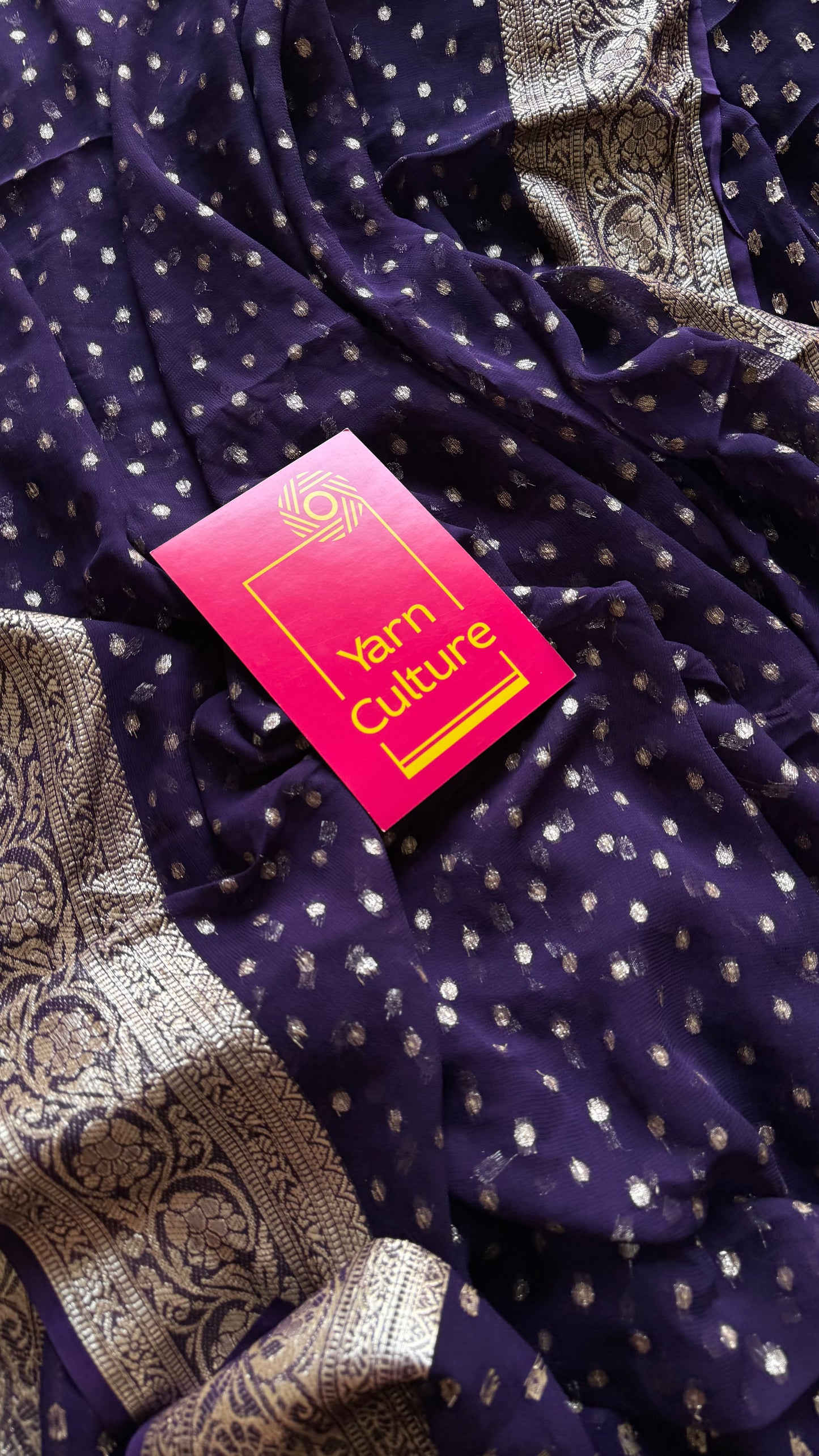 Purple viscose georgette saree with zari motifs - YCDOSFE208