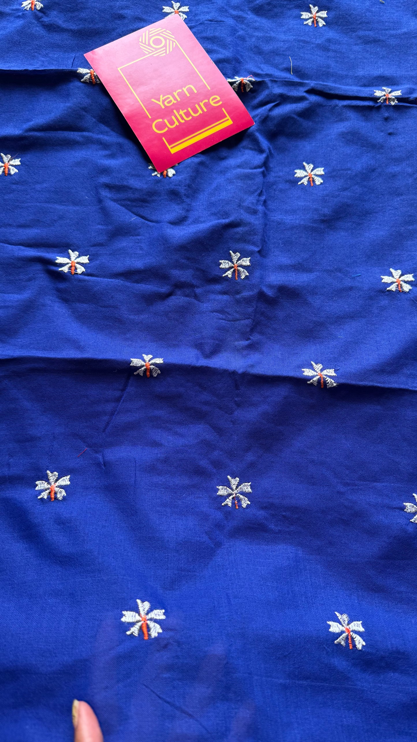 Royal blue parijat soft cotton saree  - YCBCKCAP40