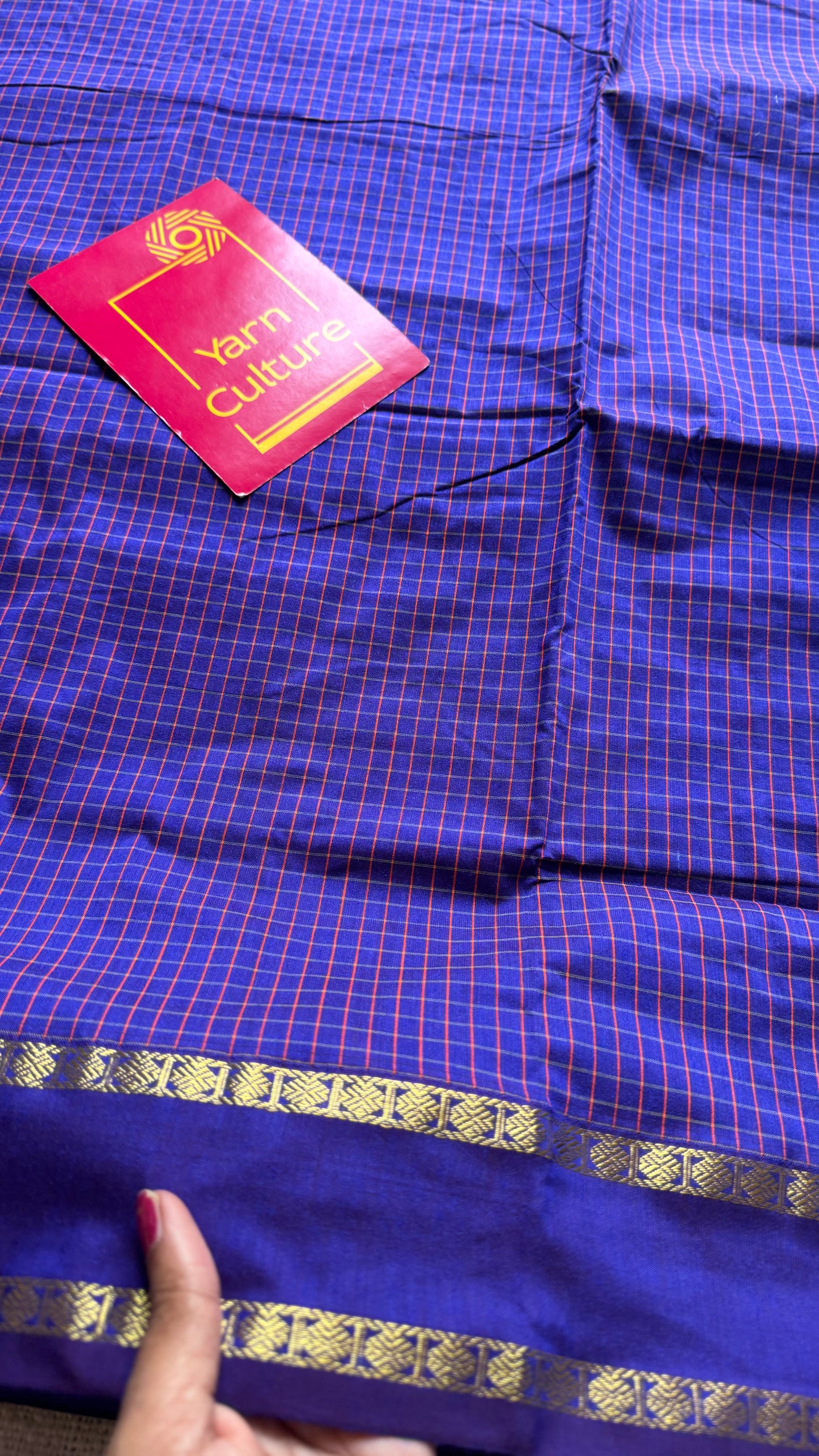 Double tone blue, arani checks, cotton silk - YCCOTNOCAR11