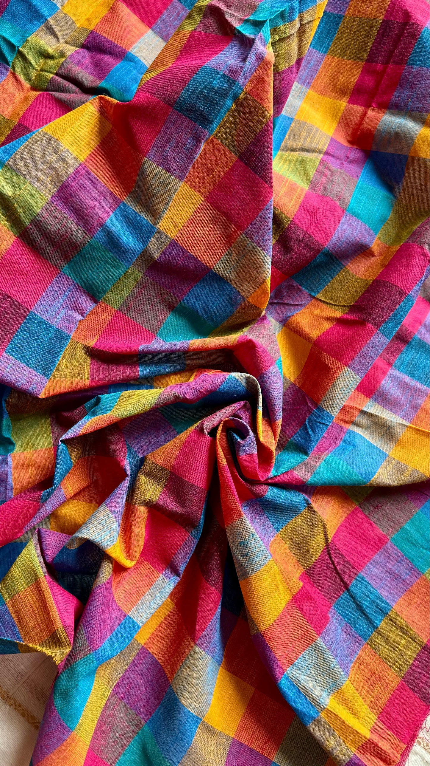 Multicoloured Madras Checks in Pure Cotton Fabric - YCSEFB04