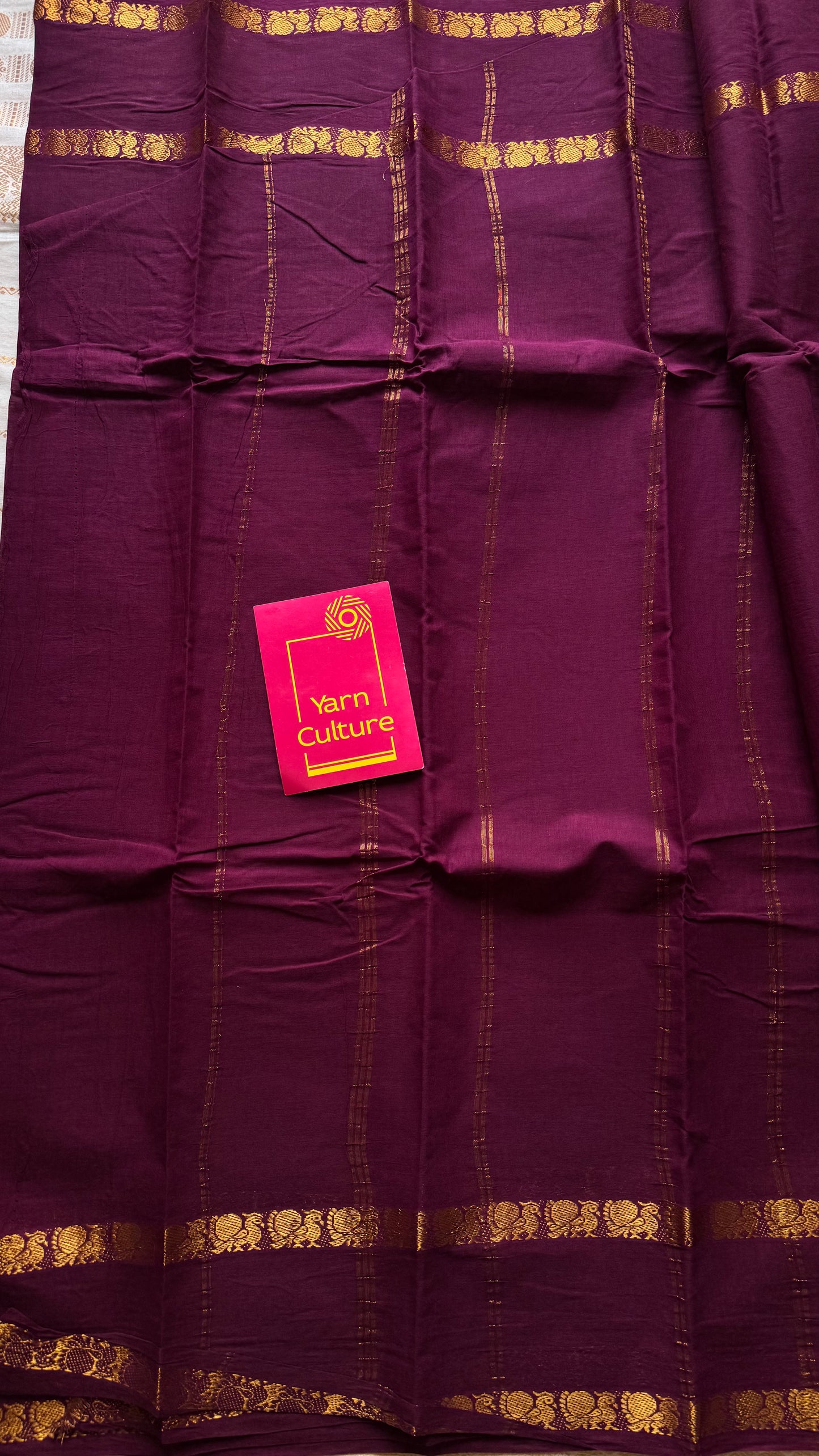 Dark purple pink (vadamalli) rettaipettu peacock double bordered, kattuchayam dyed madurai cotton saree  - YCCOTNMSAP210