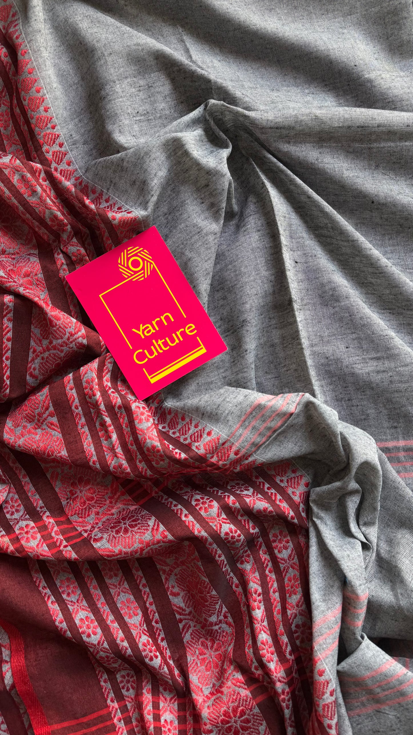 Grey with red and black threadwork, begampuri soft cotton - YCBCBPJA201