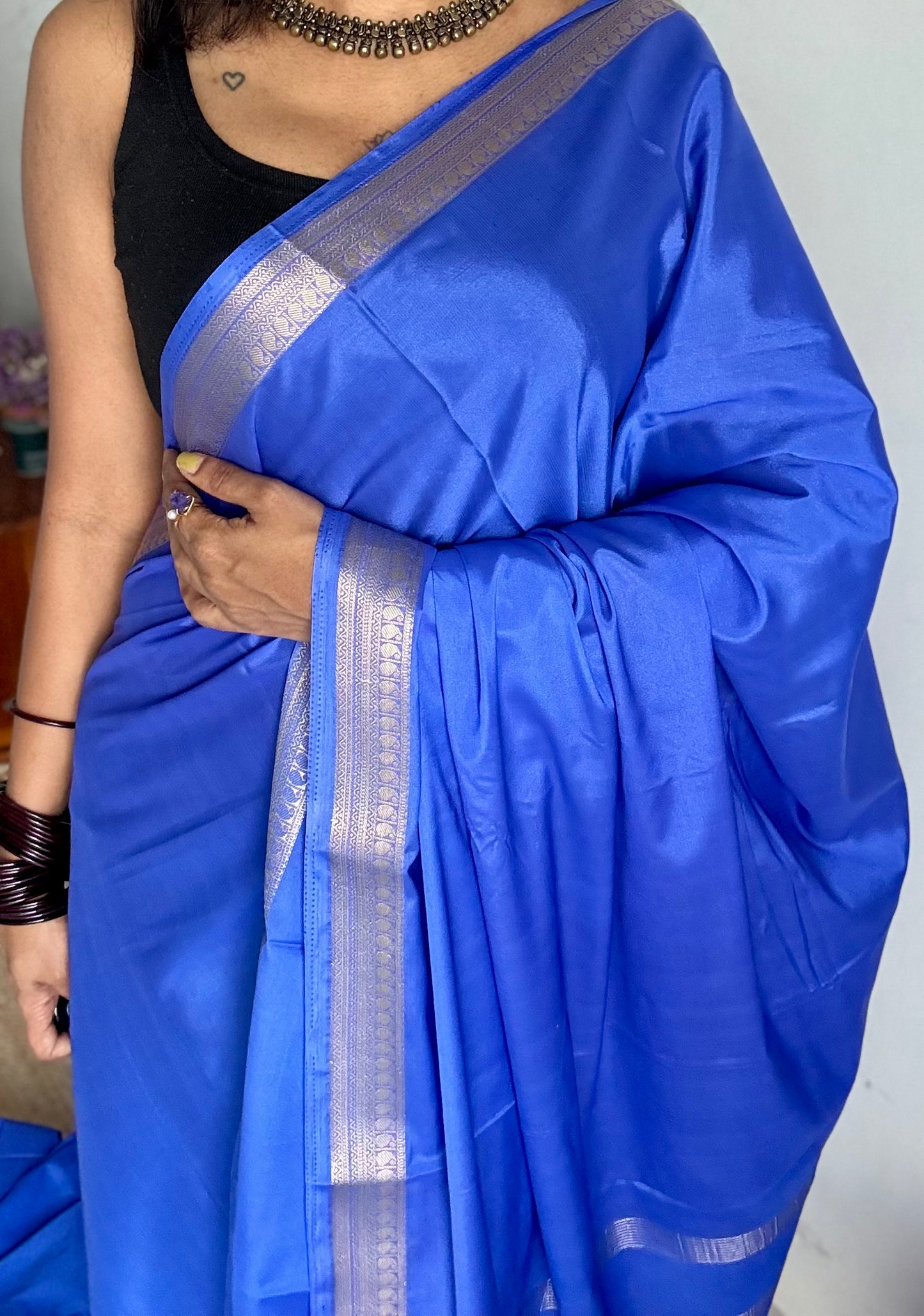 Blue Mysore semi crepe silk saree - YCLOKFE235