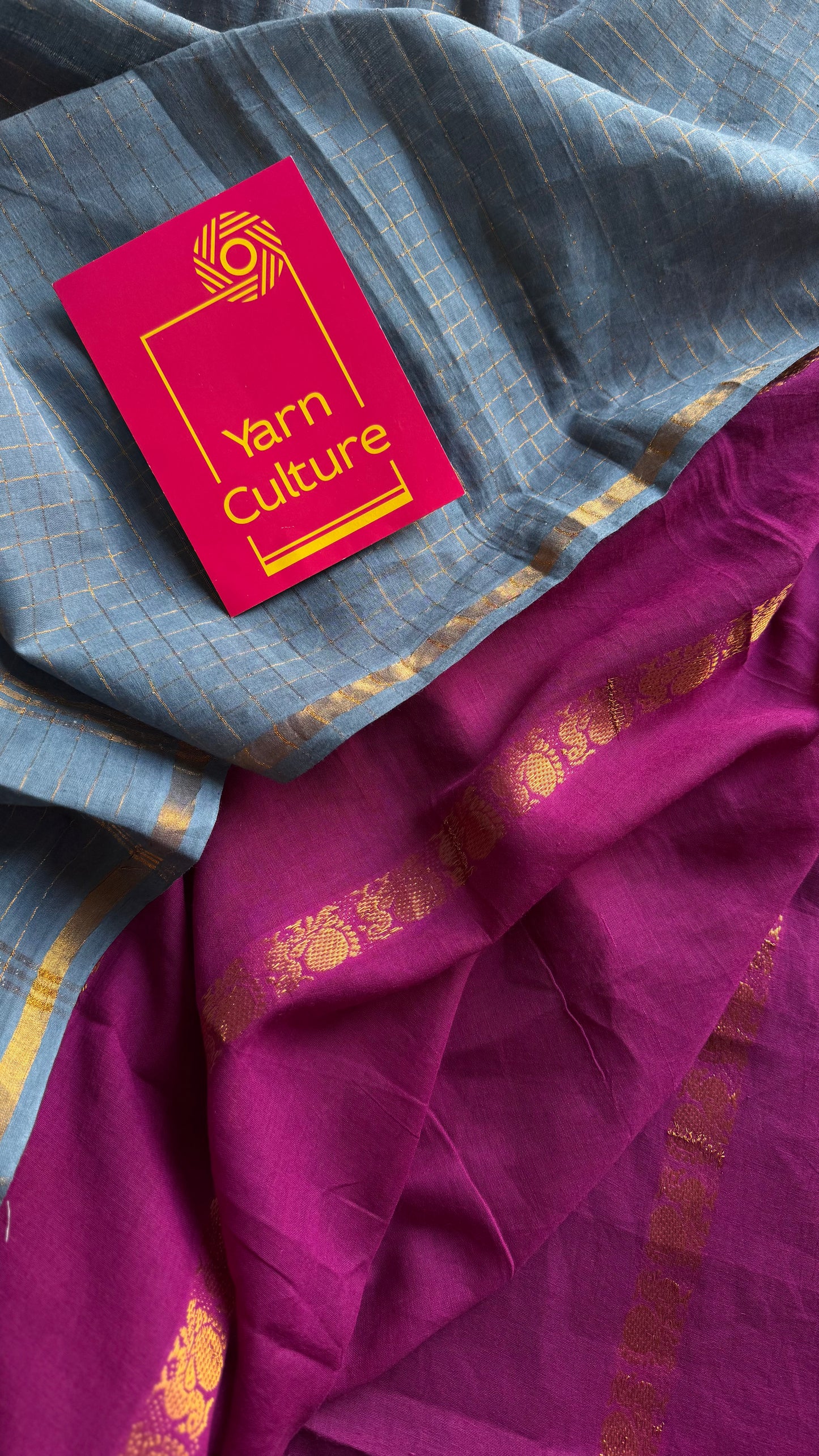 Mallinila (மல்லிநிலா): grey with vaadamalli purple pink, sungudi cotton - YCENOID14