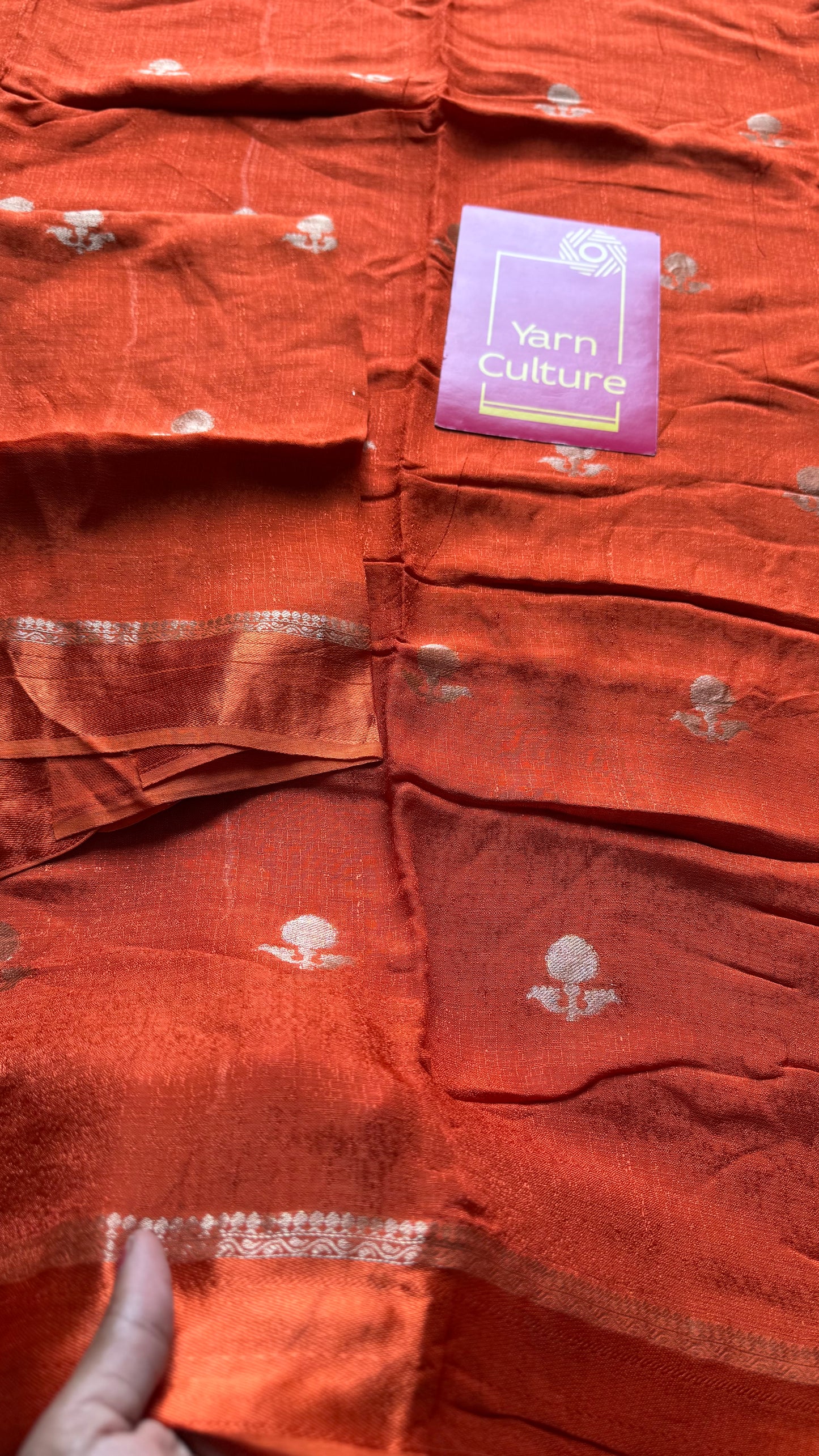 Orange in semi khadi silk, zari motifs - YCDOSFE19