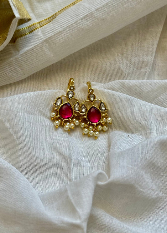 Bugadi clip-on (non pierced), ruby, white - YCGPBU683